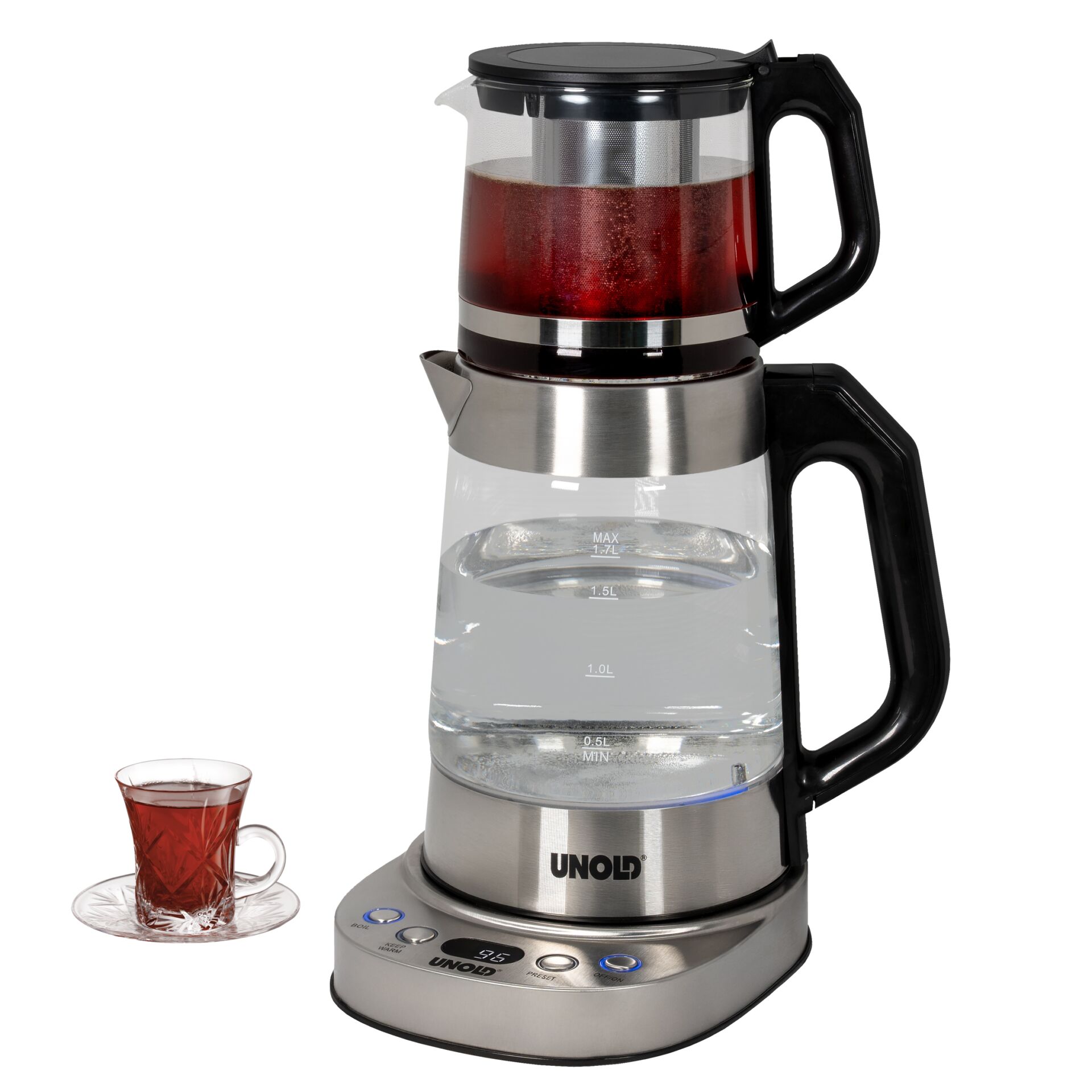 Kaffeemaschine, Wasserkocher, Glaskanne, Edelstahl, Teekanne