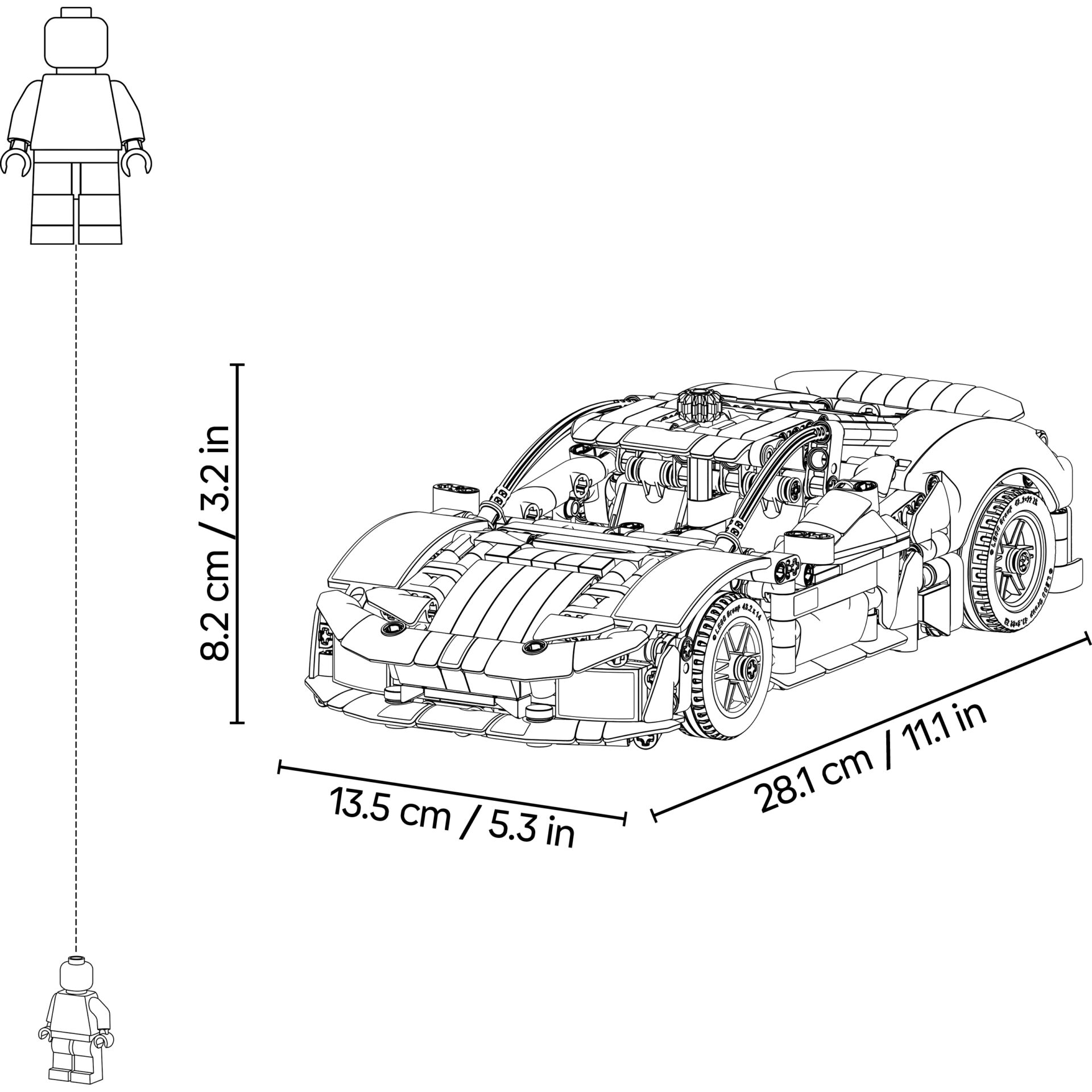 lego, modell, auto, bausatz, abmessungen