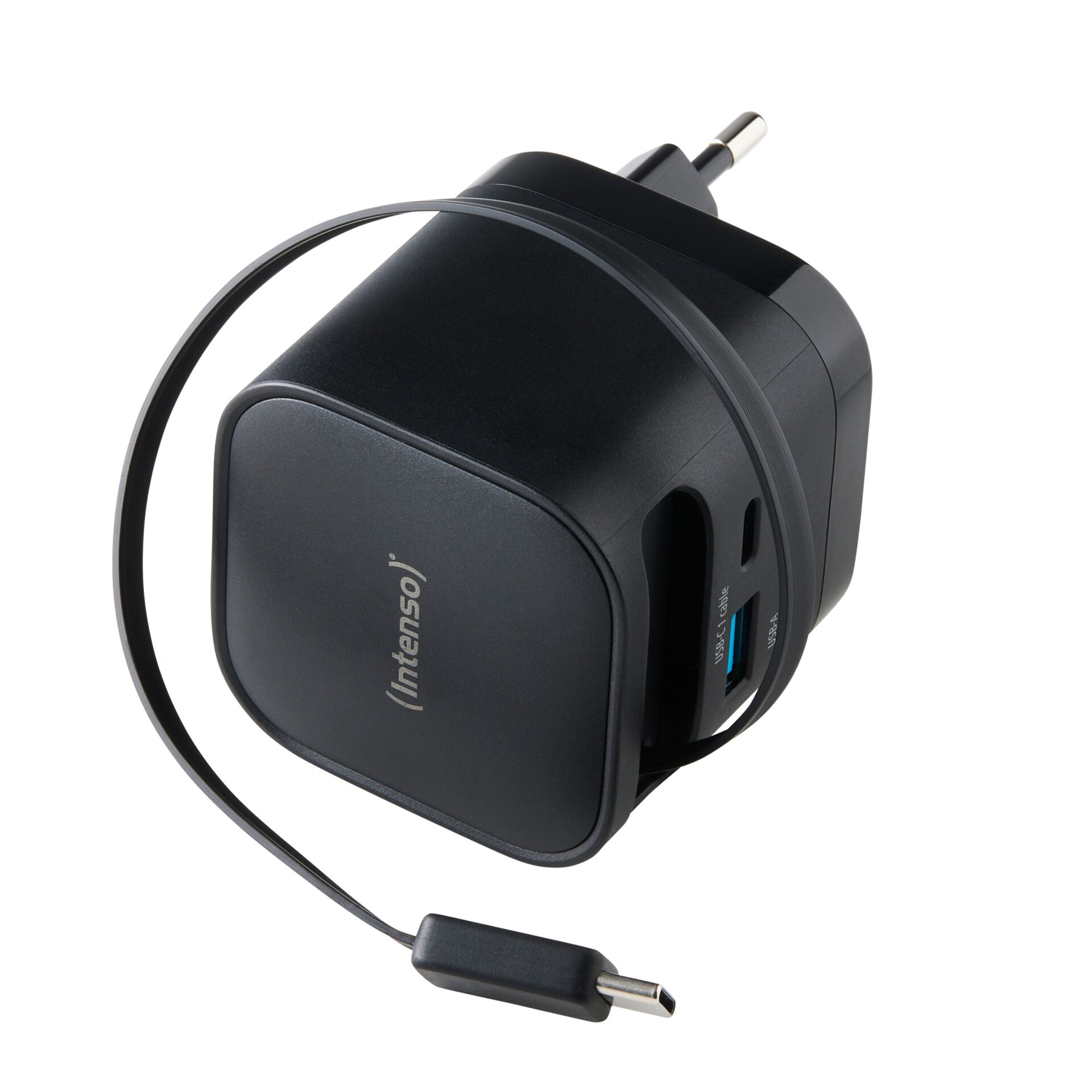 Intenso Power Adapt. W65ACIC 65W  2xUSB-C/USB-A ausziehb.Kab. schw