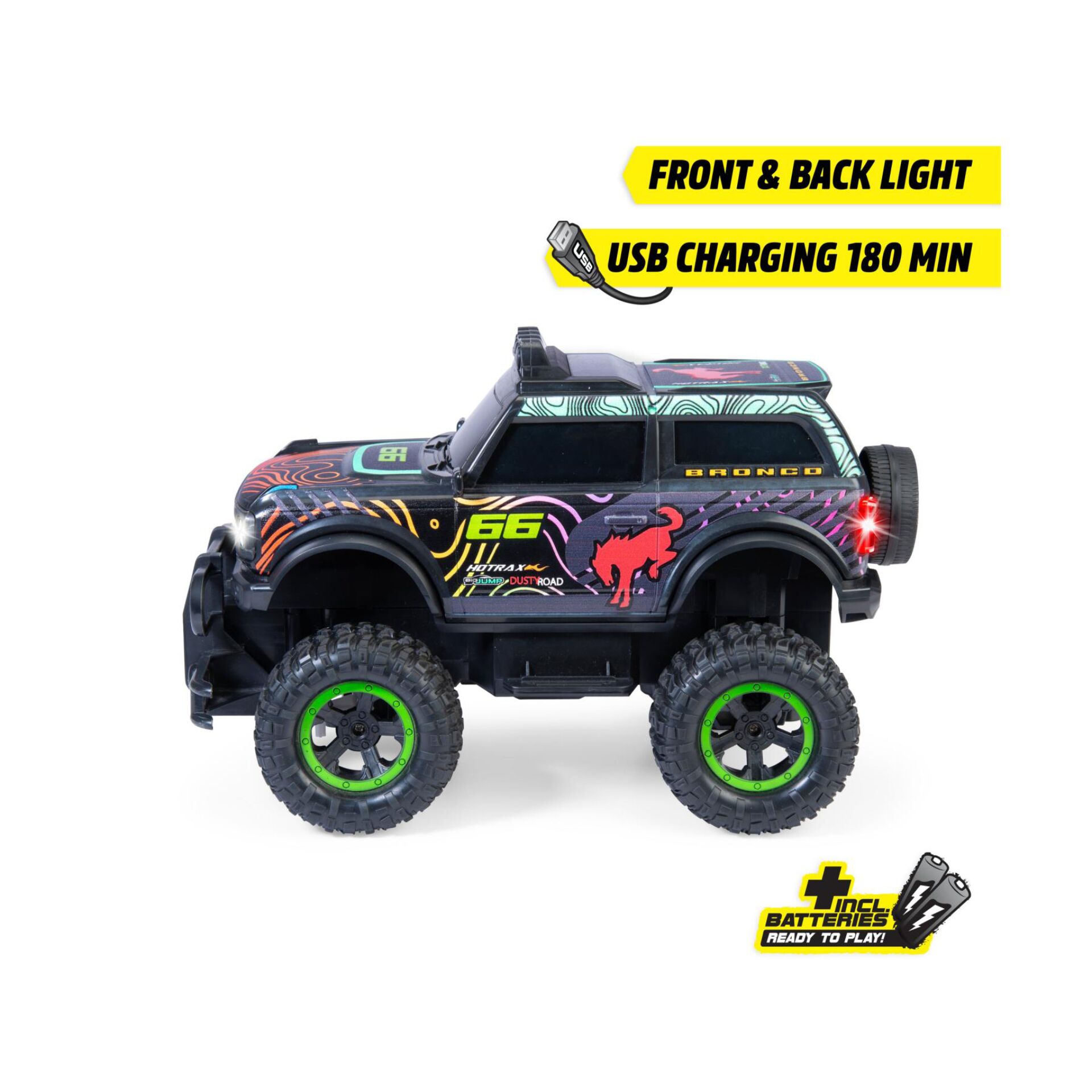 RC Auto, Monstertruck, Große Reifen, bunte Grafik, USB-Aufladung