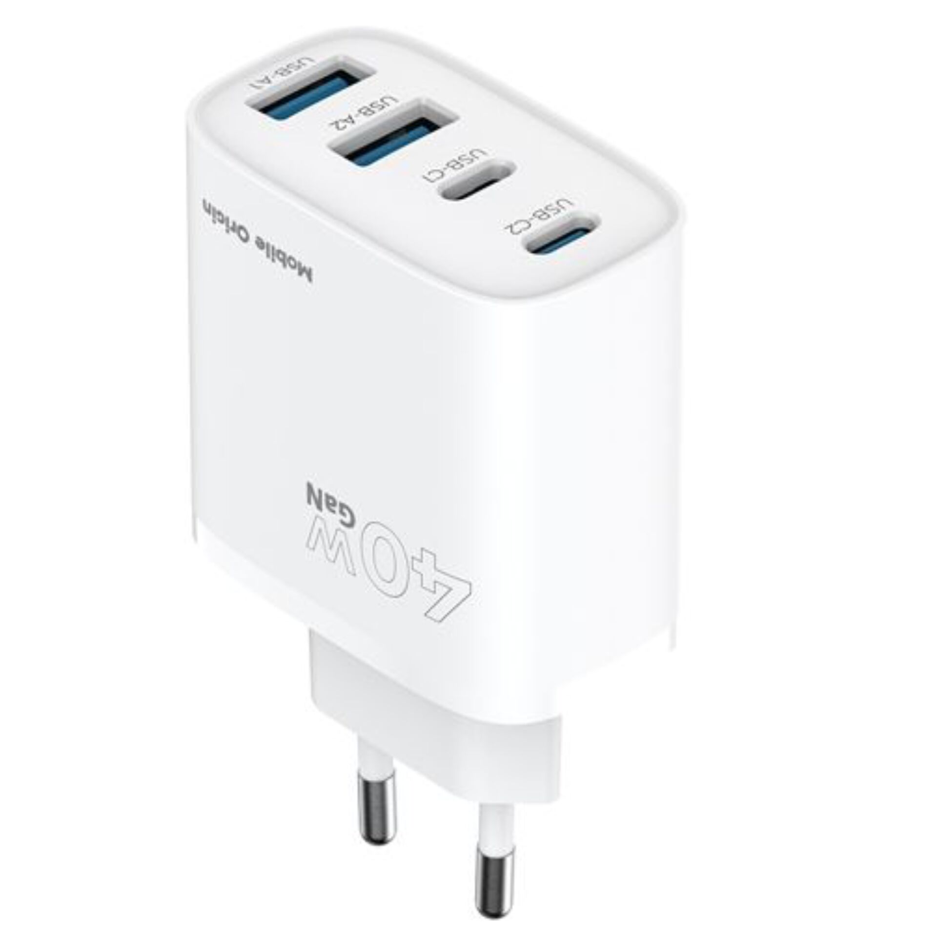 USB-C Netzadapter, Mehrfachladegerät, Weiß, EU-Stecker, 4 USB-Anschlüsse