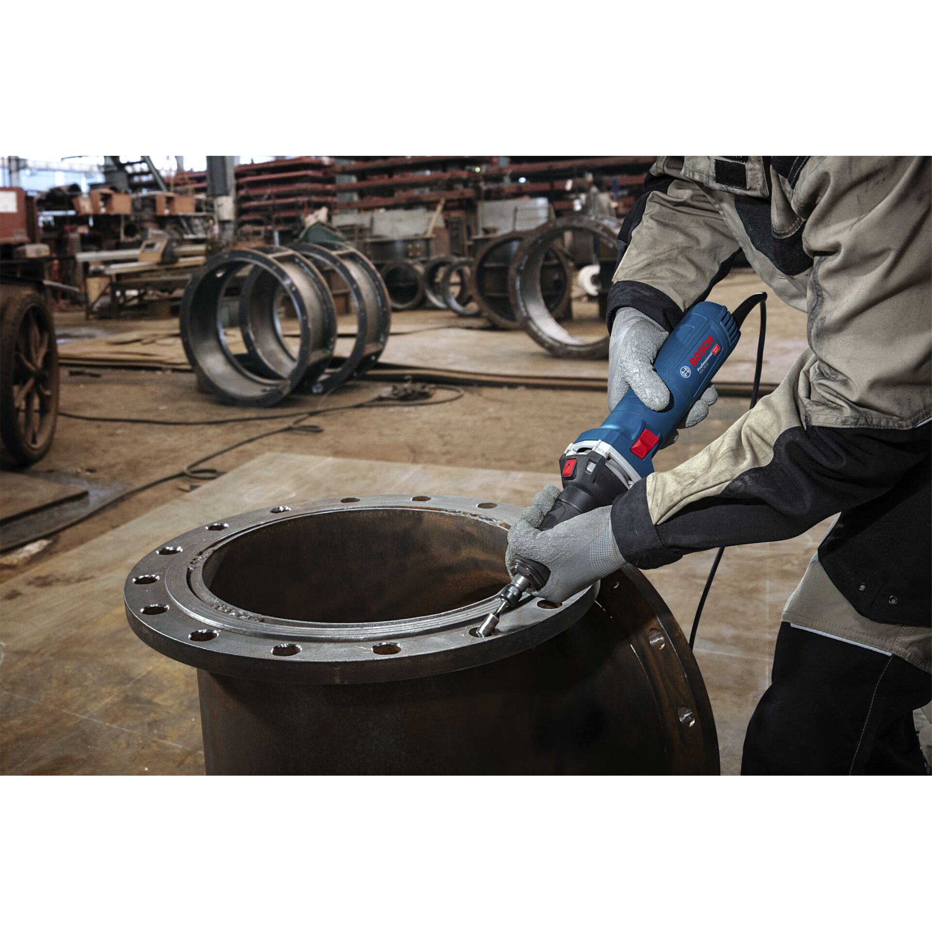 Elektrische Bohrmaschine, Handschuh, Fabrik, Reifen, Arbeiter