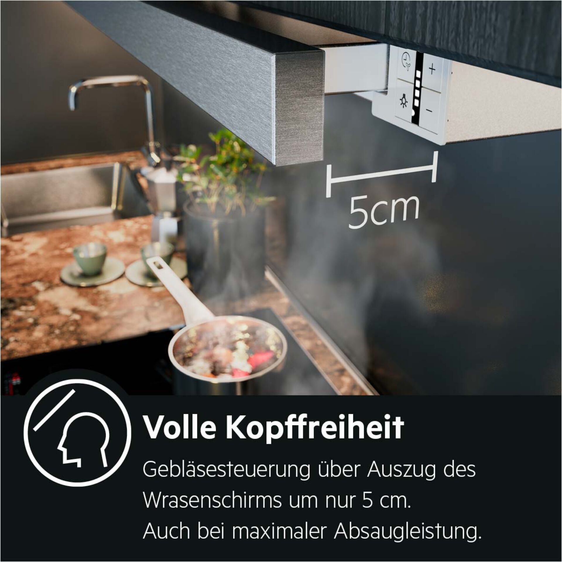 Küche, Dunstabzug, Kochfeld, Grifflose, Schwarz