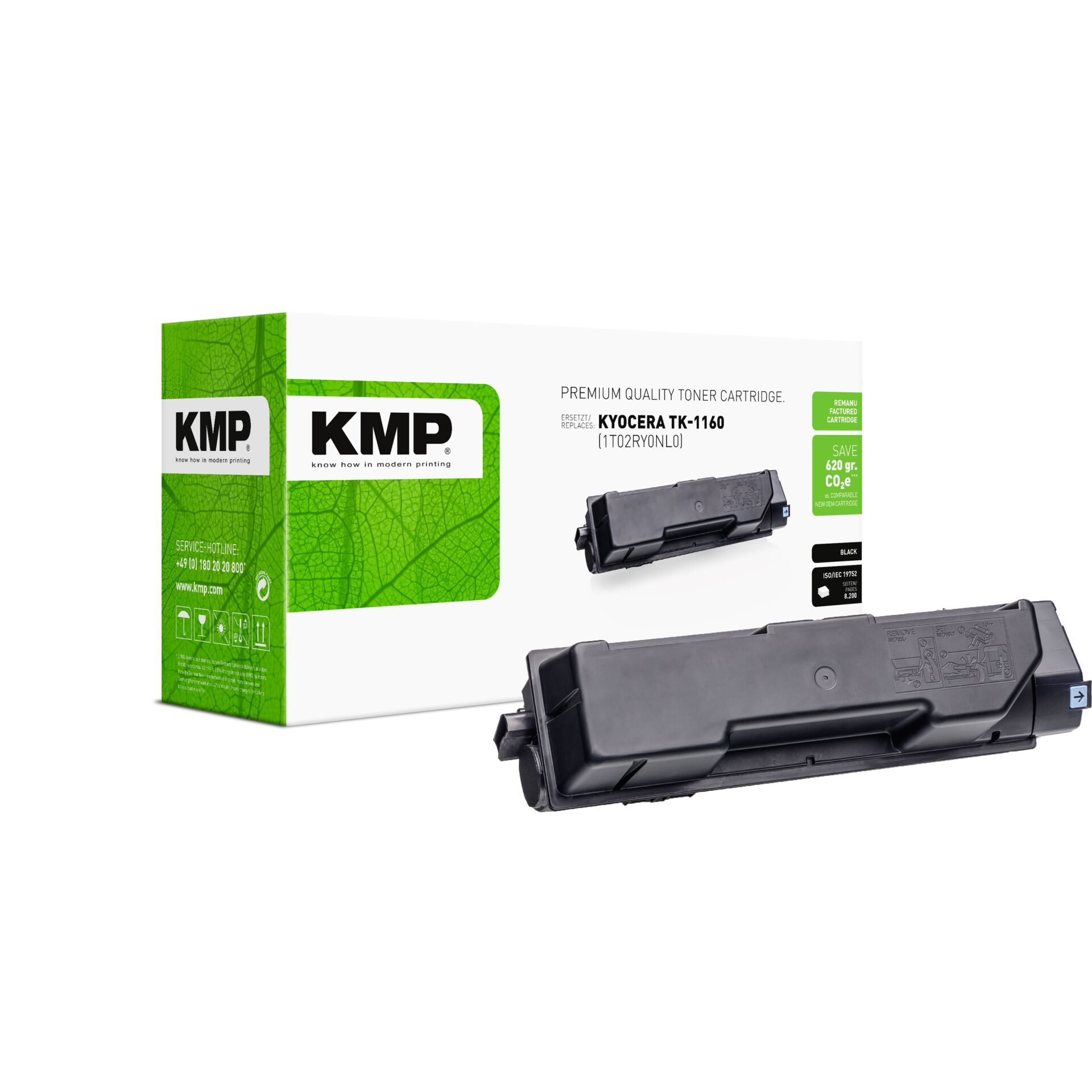 Adapter, Elektronik, Schusswaffe, Pistole, Handfeuerwaffe, Tonerpatrone, Kyocera TK-1160, Laserdrucker, Schwarz, Verpackt