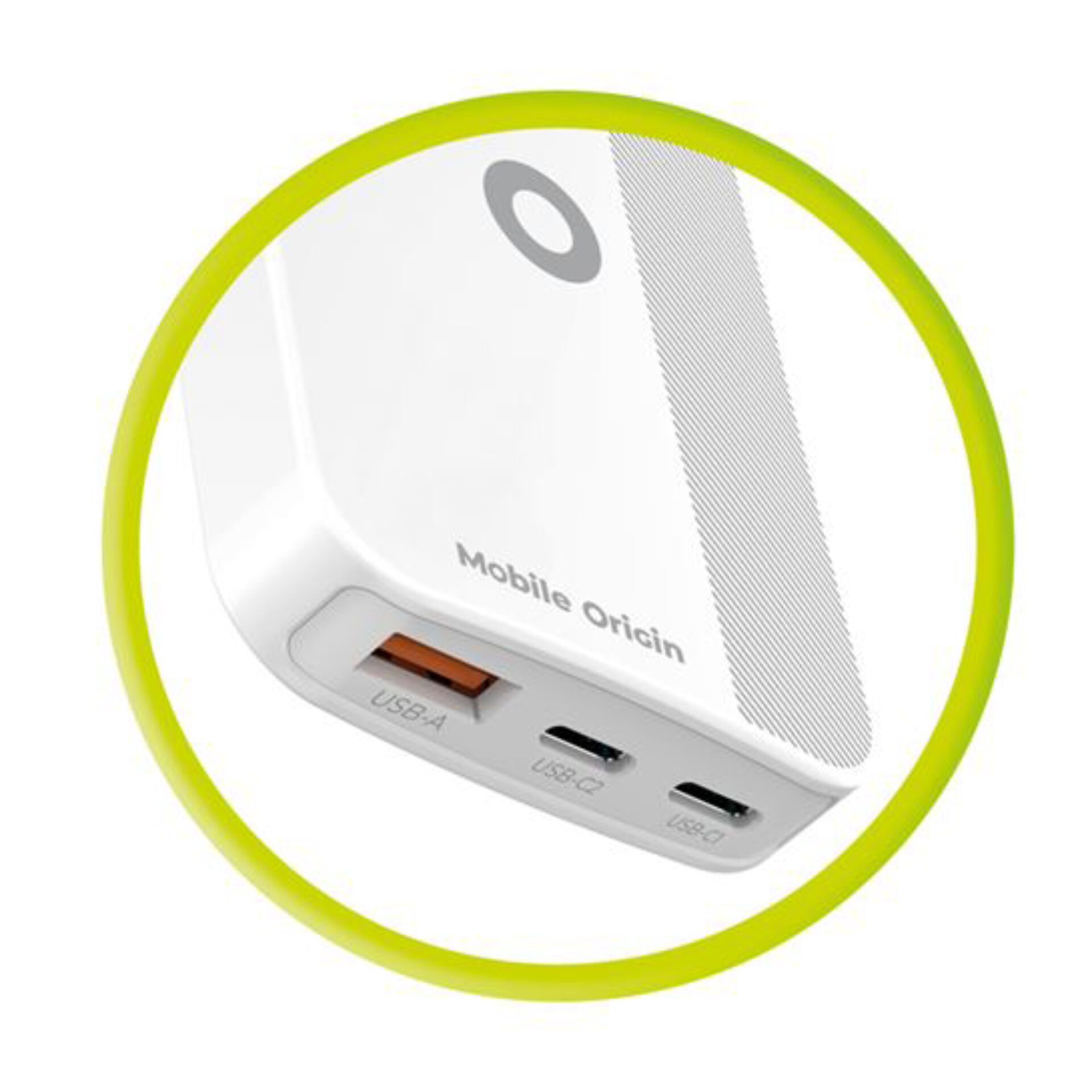 USB-Ladegerät, Mehrfachanschluss, USB-A, USB-C, weißes Gerät