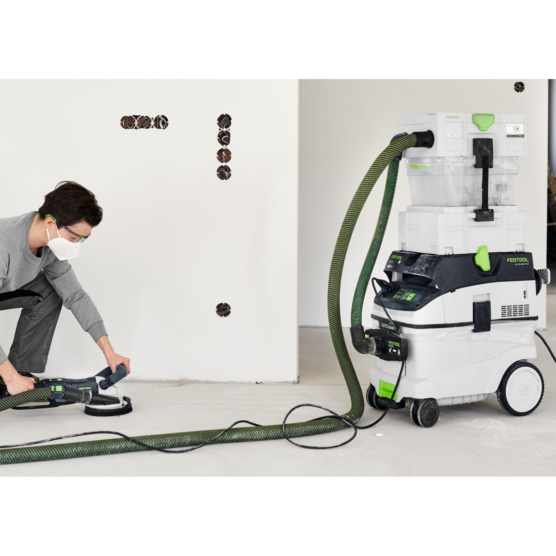施工行业,  Staubabsaugung,  Schleifer,  Elektrowerkzeug,  Bauarbeiten