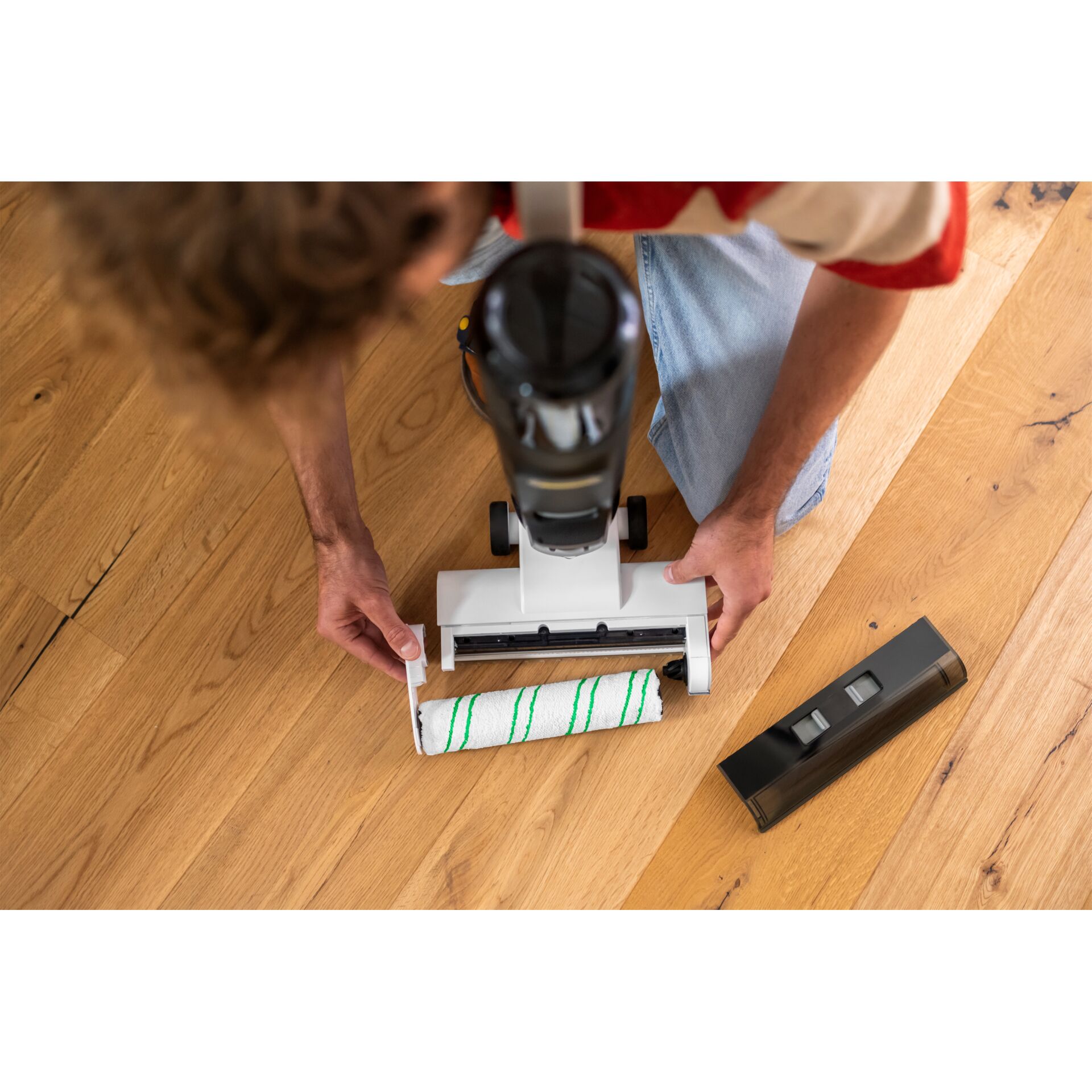 Bodenreinigung, Wischmopp, Roller, Abziehleiste, Holzboden