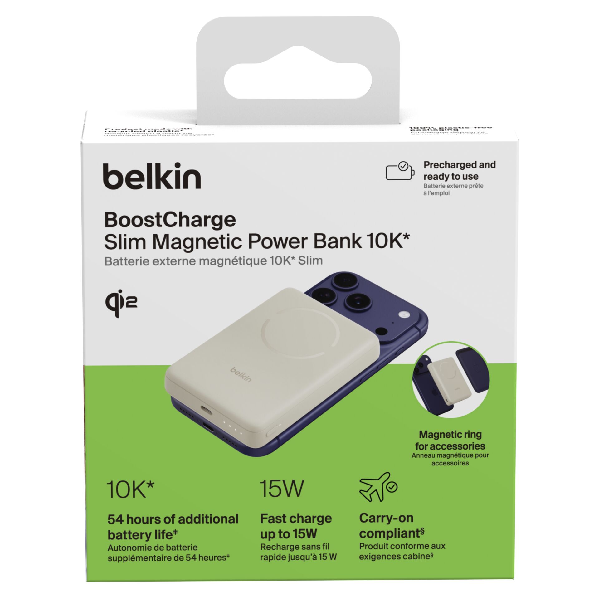 Power Bank, Slim, Magnetic, 10K, USB-C charging