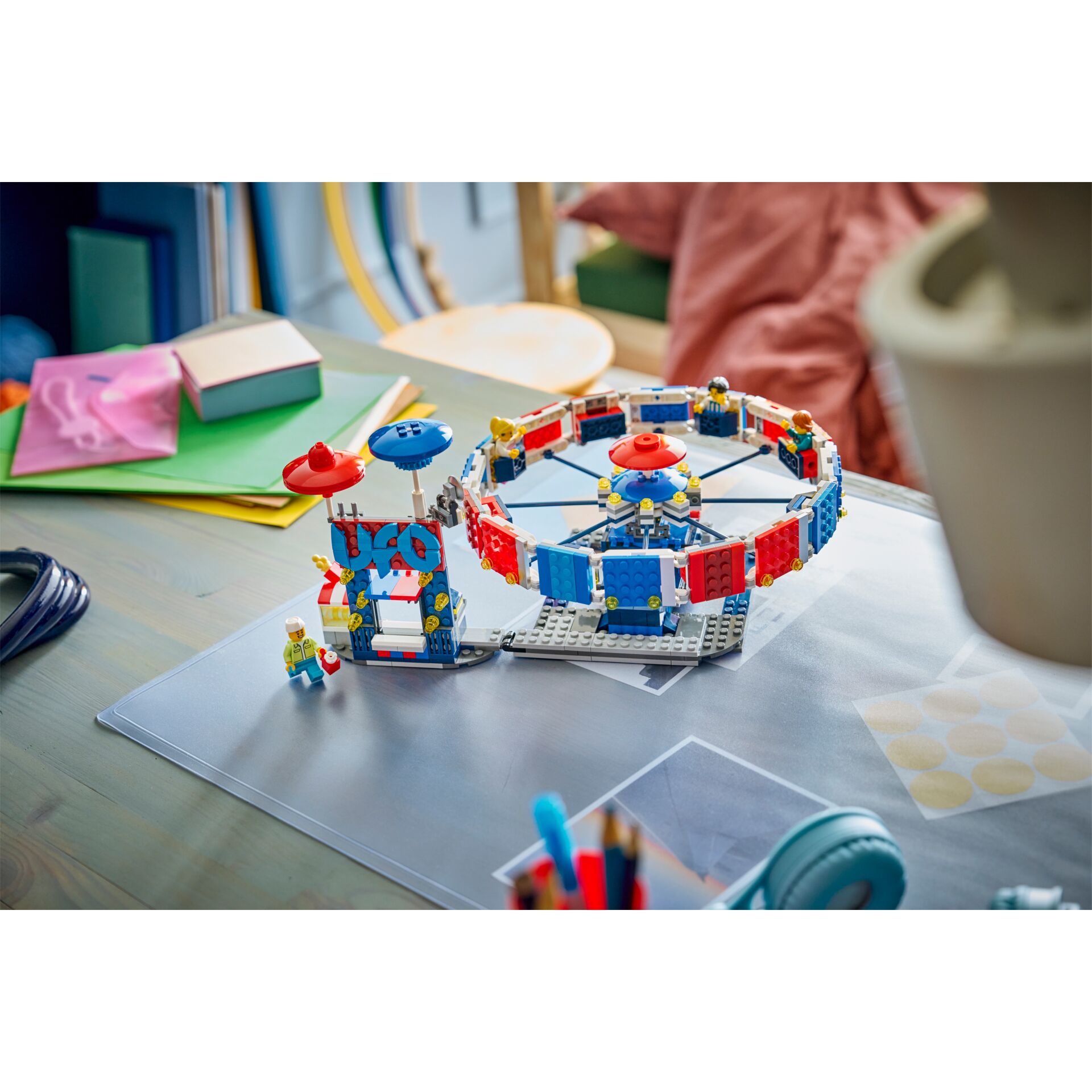 lego, baukasten, kreisel, fahrgeschäft, spielzeug
