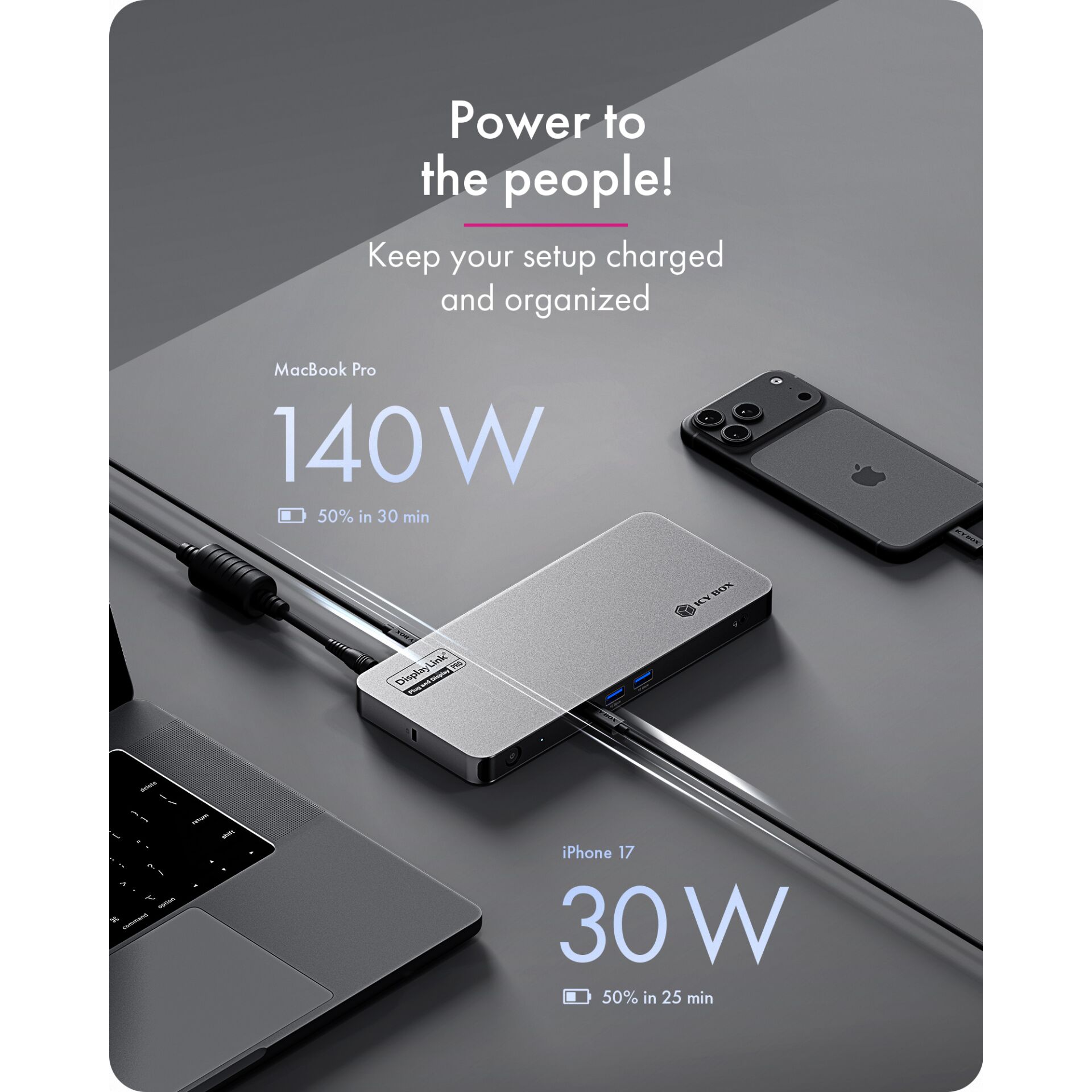 USB-C Hub, Laptopzubehör, Aluminiumgehäuse, Dockingstation, USB-C Netzadapter