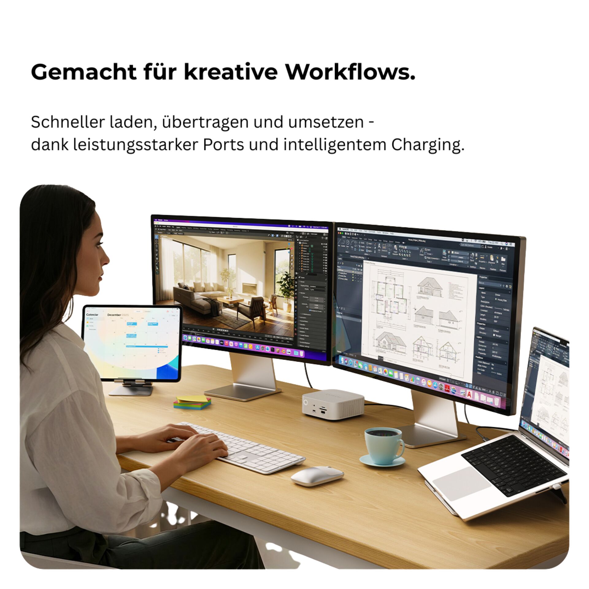 Arbeitsplatz, Multimonitor, Desktop-Setup, Laptop, Macintosh-ähnlich