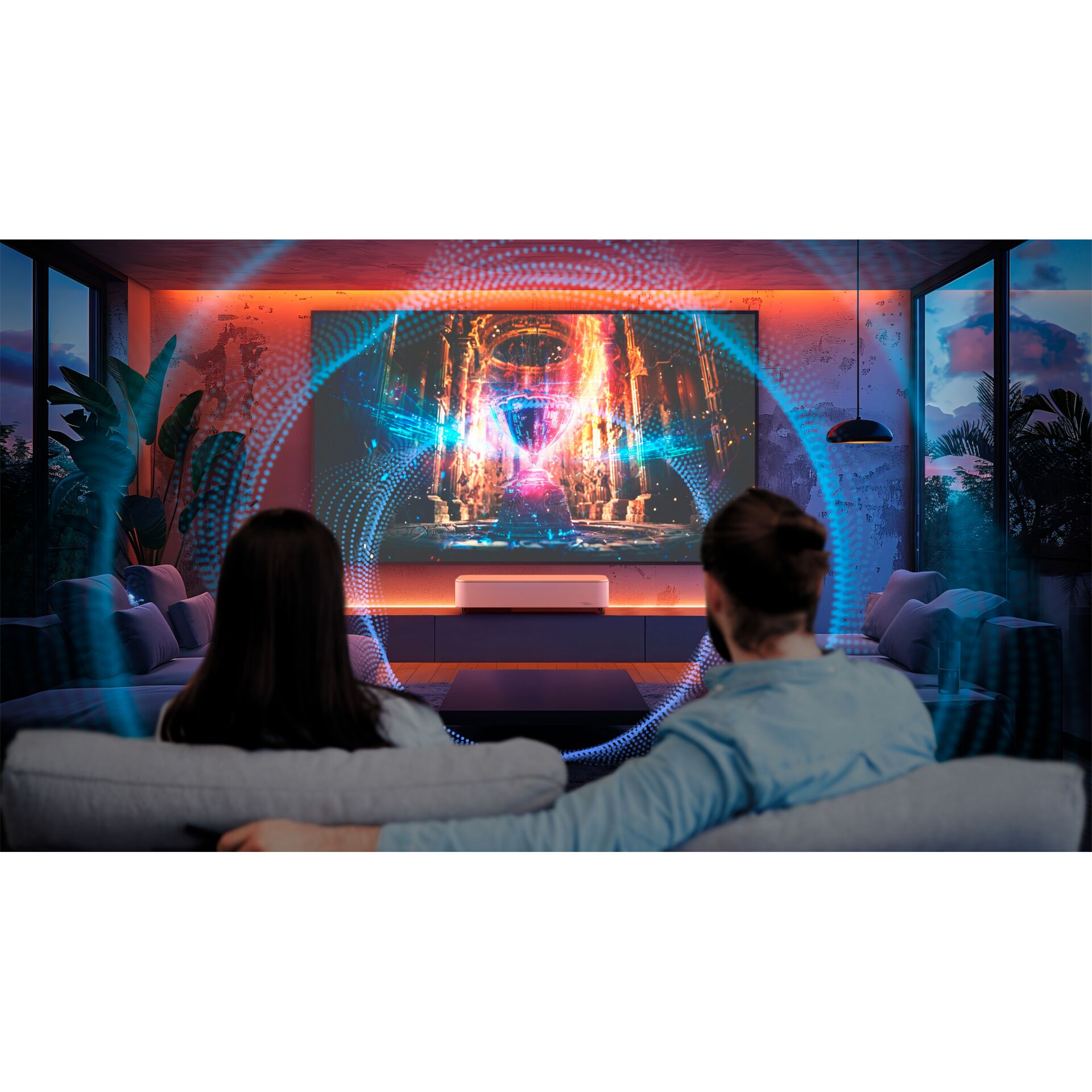 Heimkino, Großer Bildschirm, Beamer/Projektor, LED-Licht, Ruhiger Wohnraum