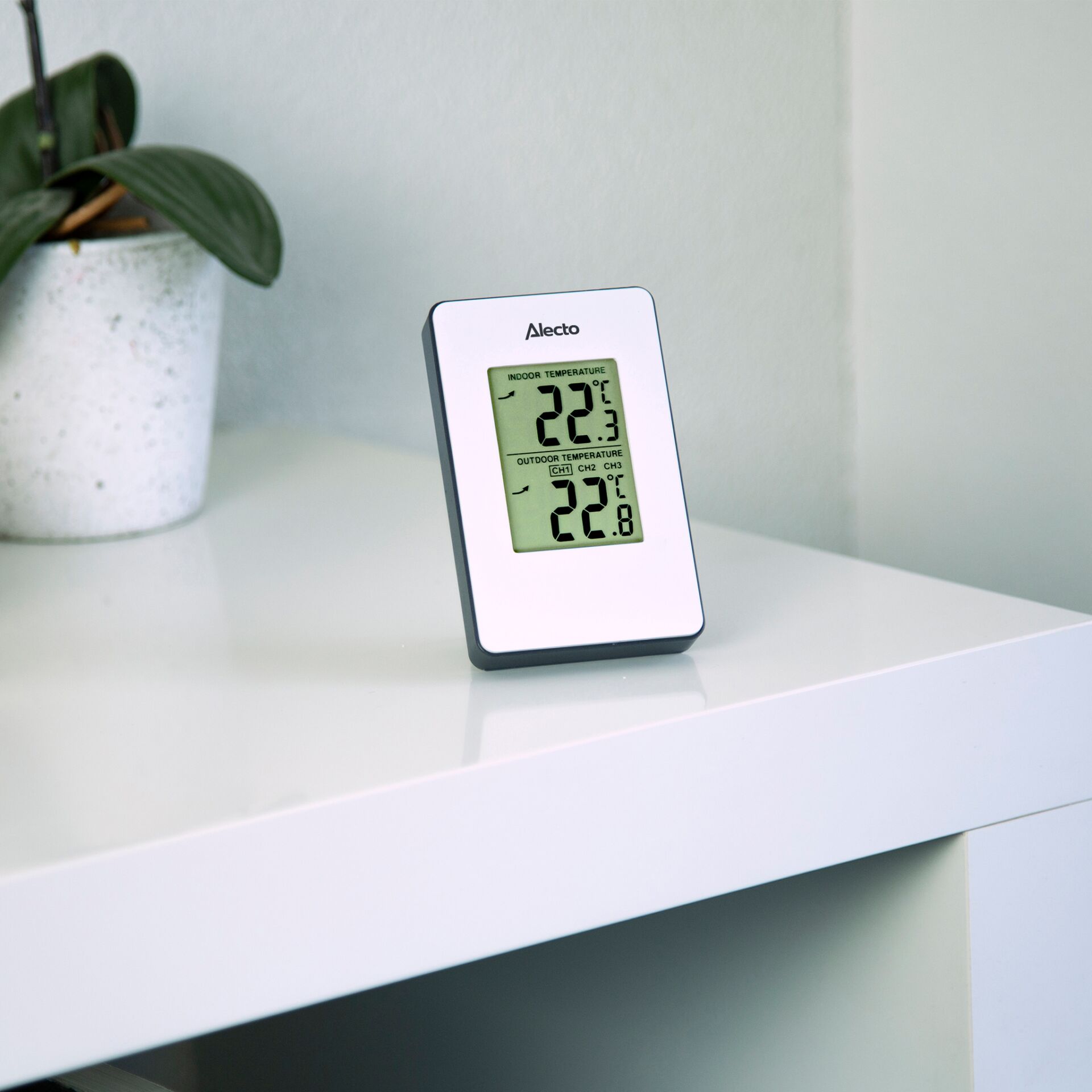 Thermometer, Digital display, Indoor thermometer, Tabletop, Alecto