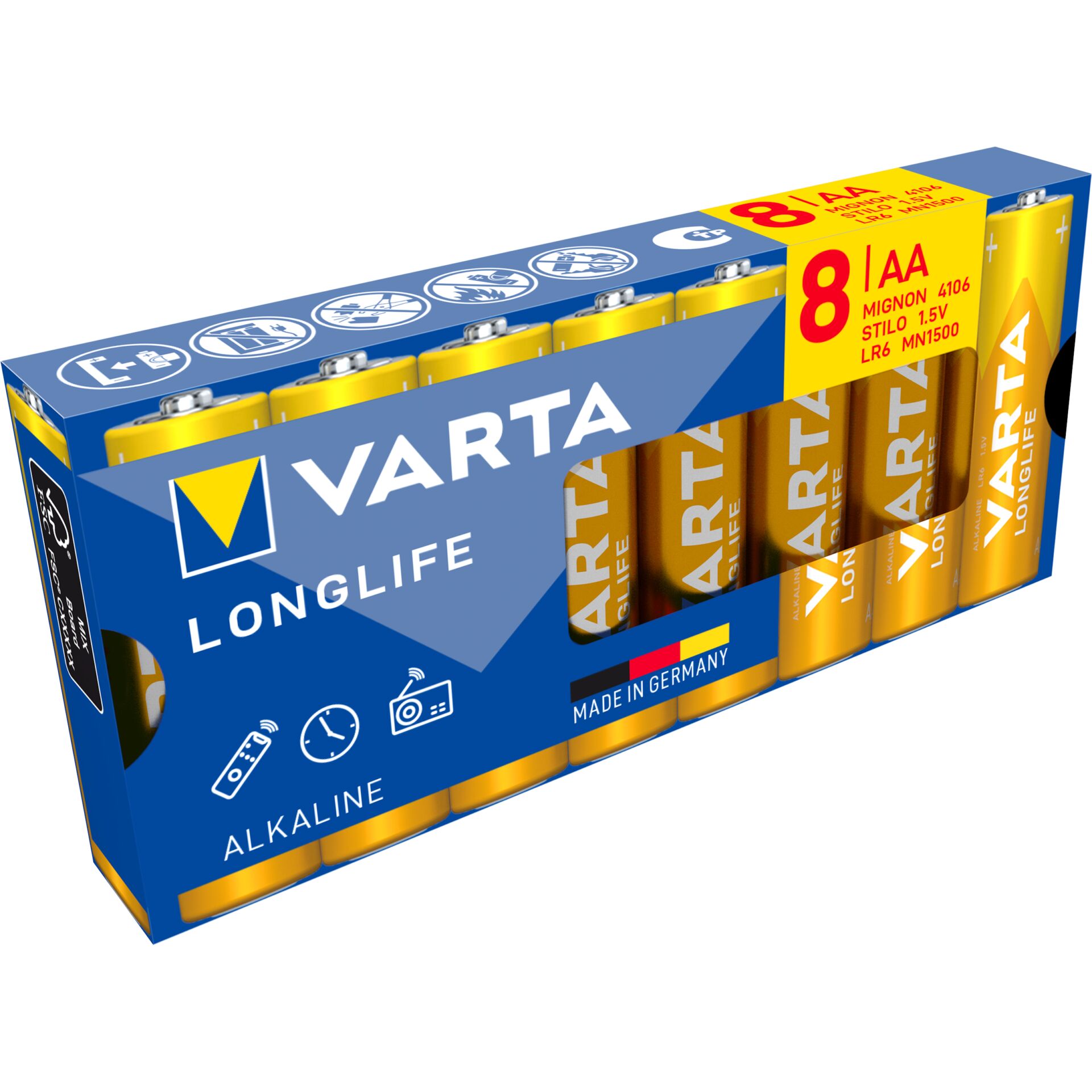 AA Batterien, Alkaline, VARTA, Longlife, 8er Pack