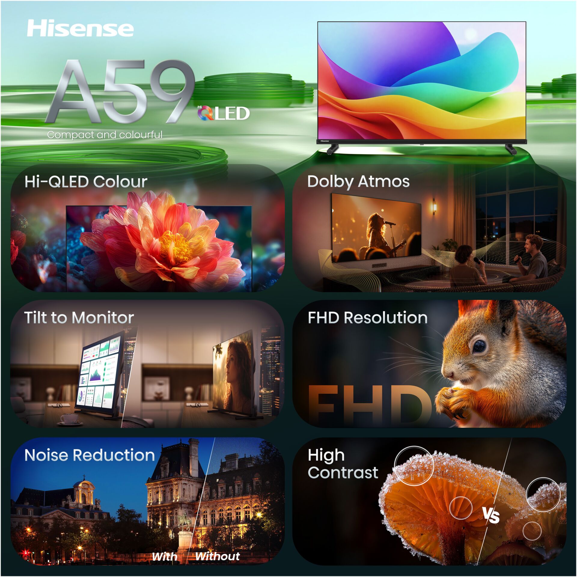 LED, A59, Fernseher, QLED, Dolby Atmos