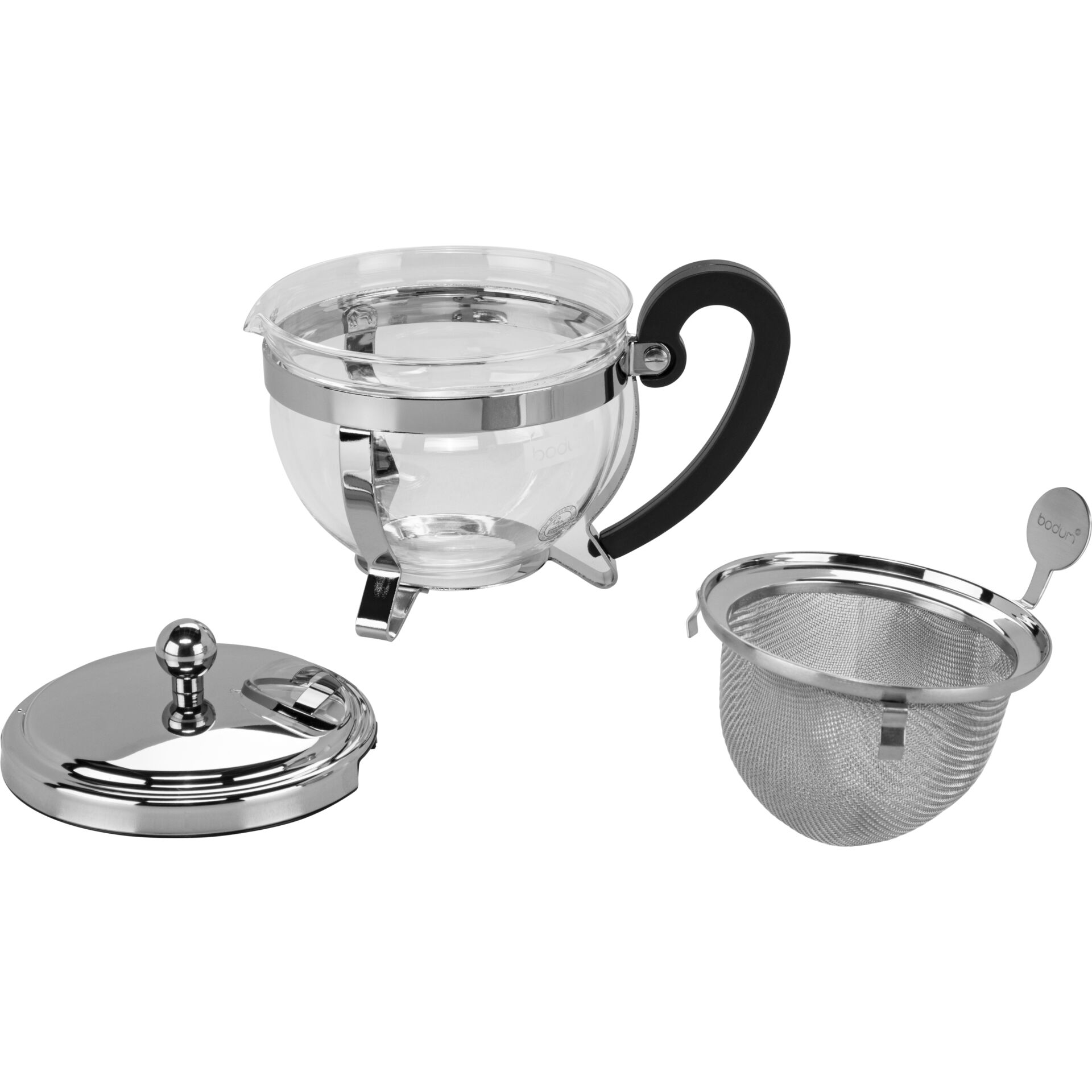 Kaffeemaschine, Glaskanne, Filtereinsatz, Metallgriff, Chromsilber