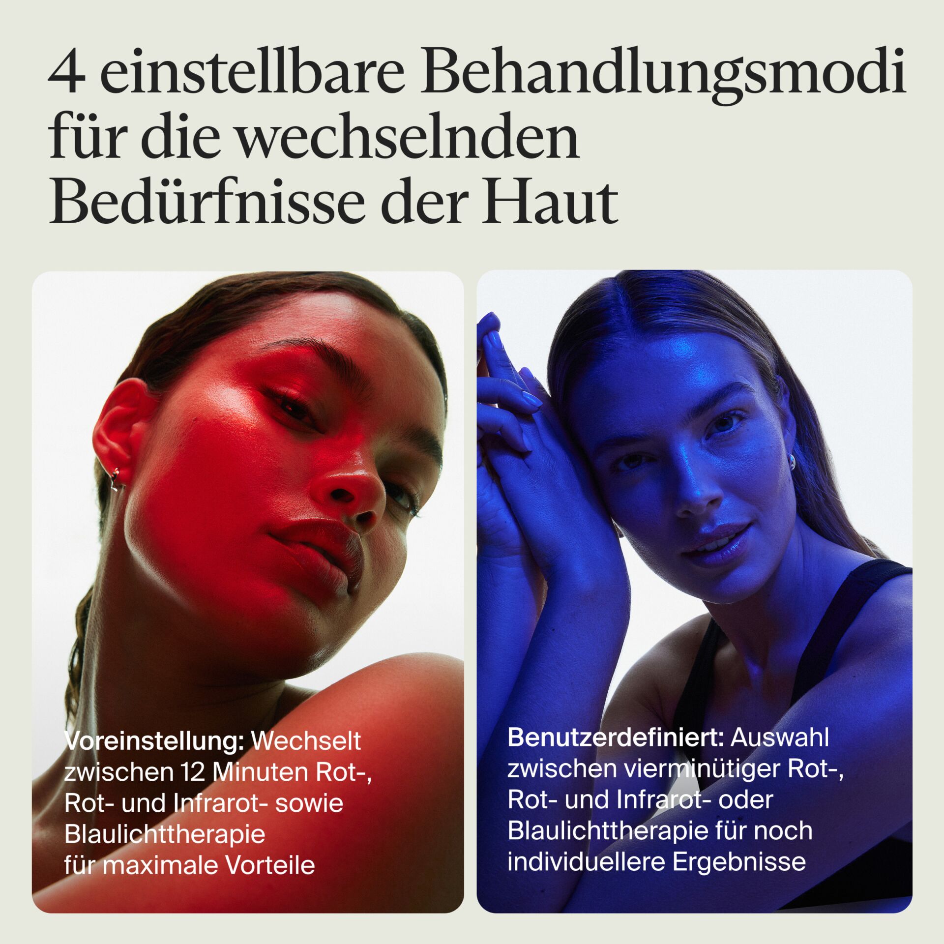 rotierende beleuchtung, hautbehandlung, zweigeteilte anordnung, gesichtsbehandlung, blaues licht