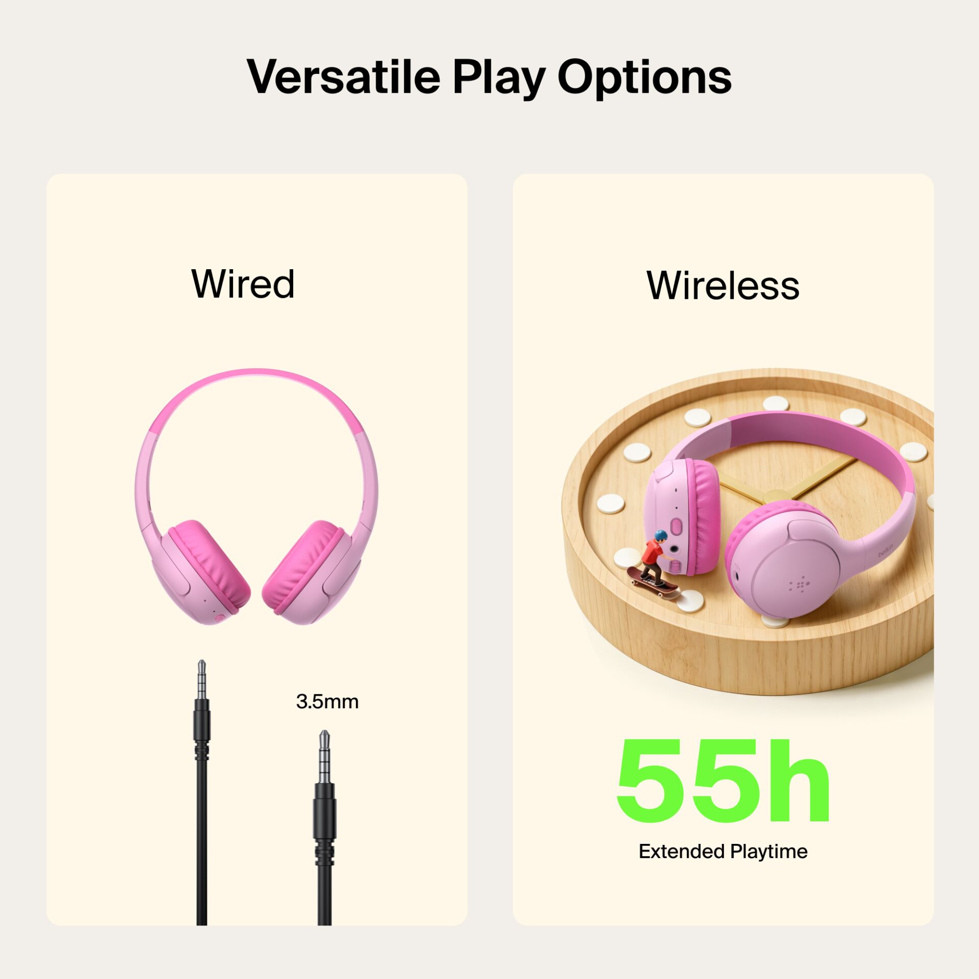 Kopfhörer, Over-Ear, Pink, Kabelgebunden, 3.5mm Kabel