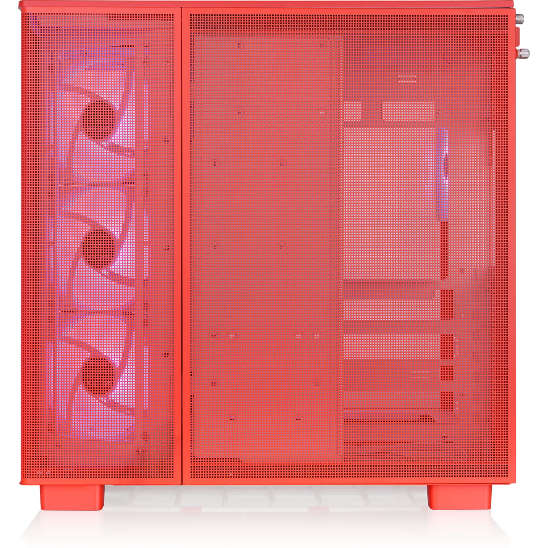 PC-Gehäuse, rot, Mesh, Lüfter, transparentes Seitenteil