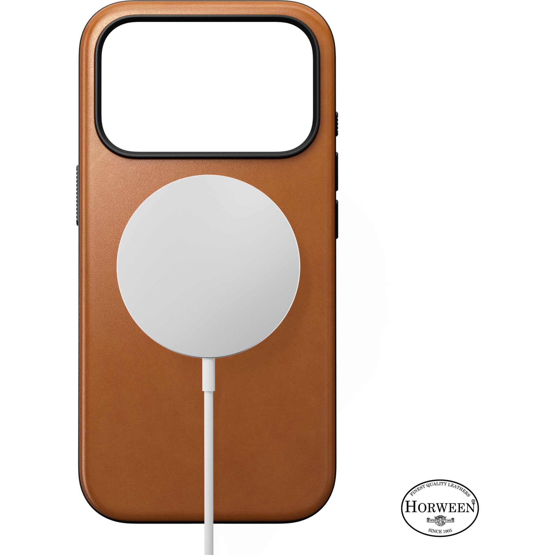 Hülle für Smartphone, Leder, Braun, Kreis Magnetladegerät, Wireless Charger