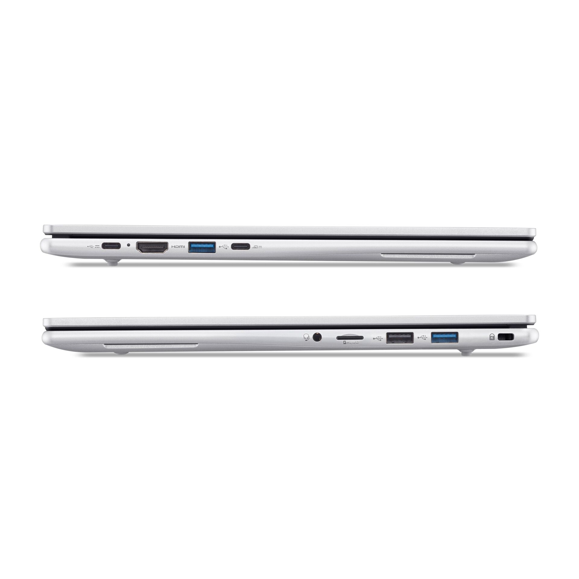 laptop, ports, HDMI, USB 3.0, silber