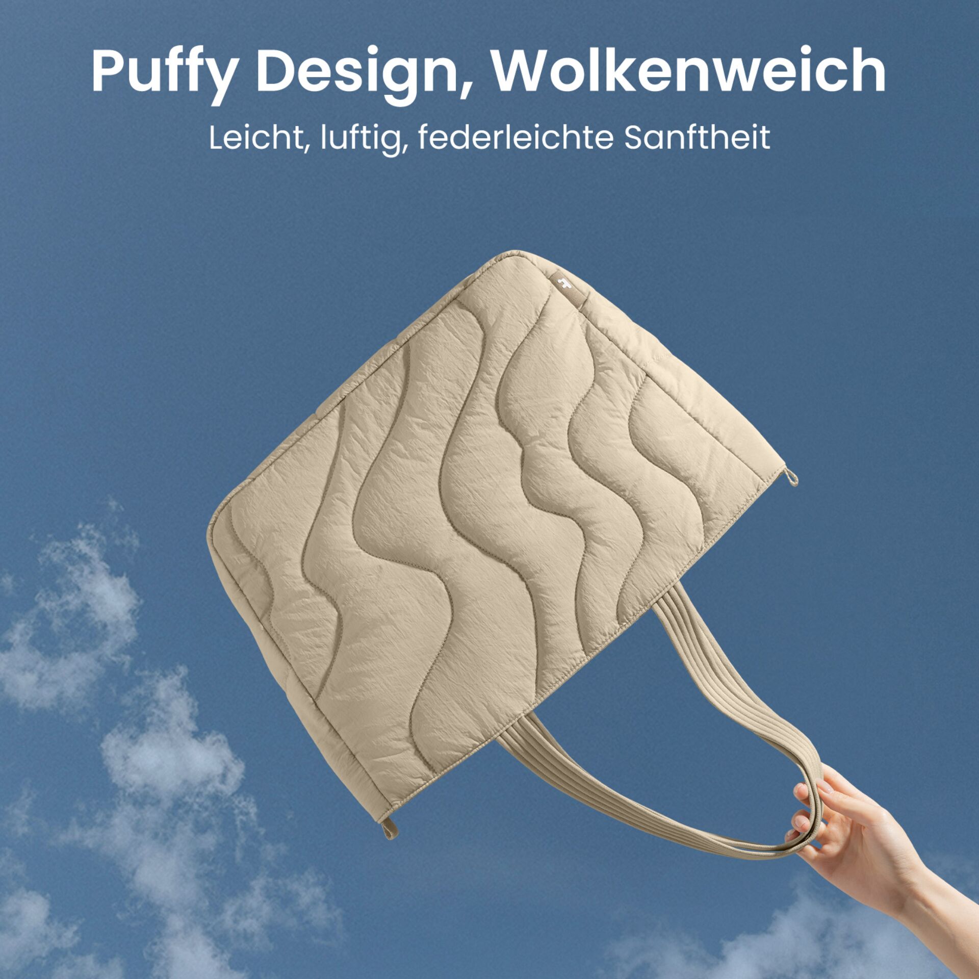 Tasche, Handtasche, Quilted, beige, U-Boot-Form