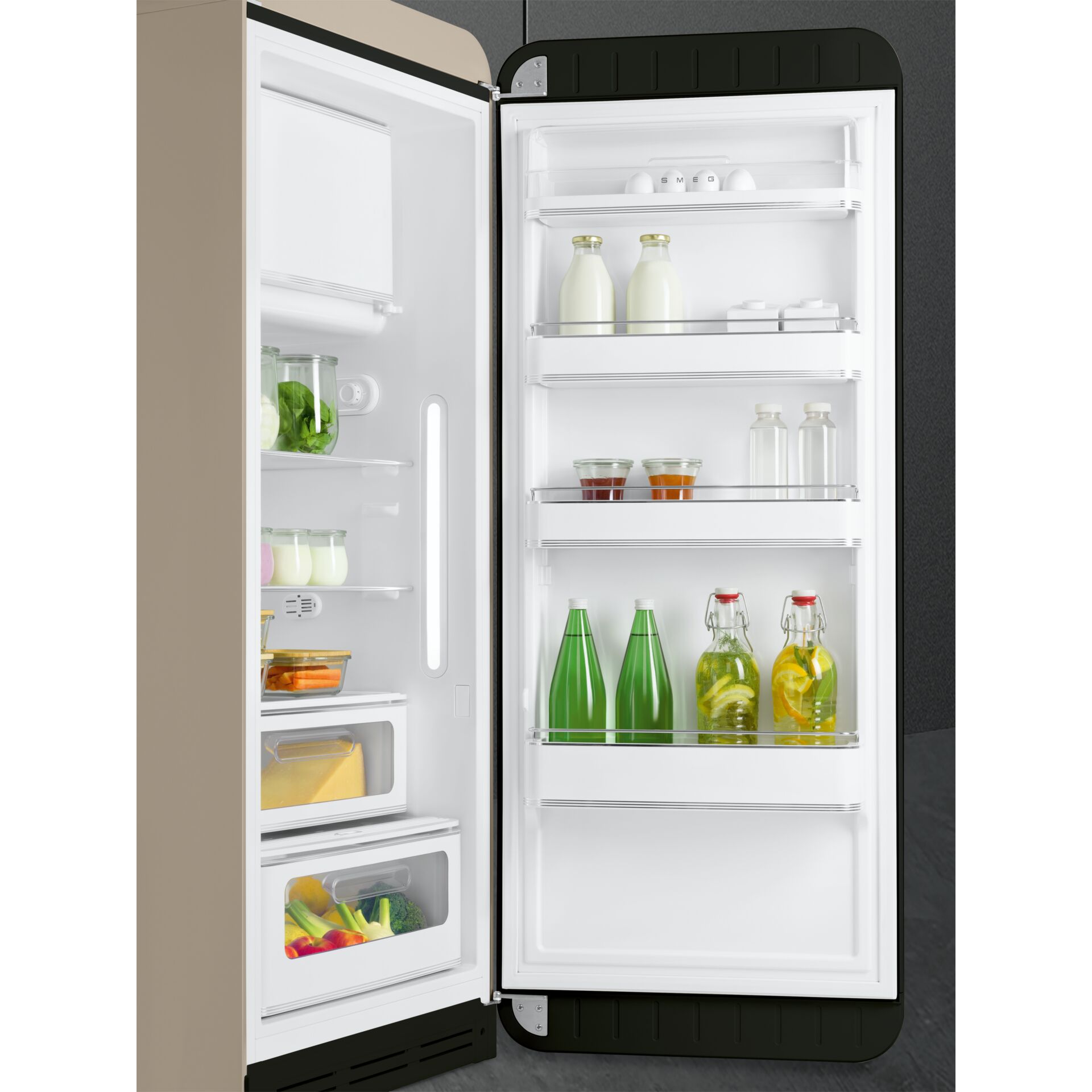 külschrank, kühlschrank, einteilung, glasböden, getränkeflaschen