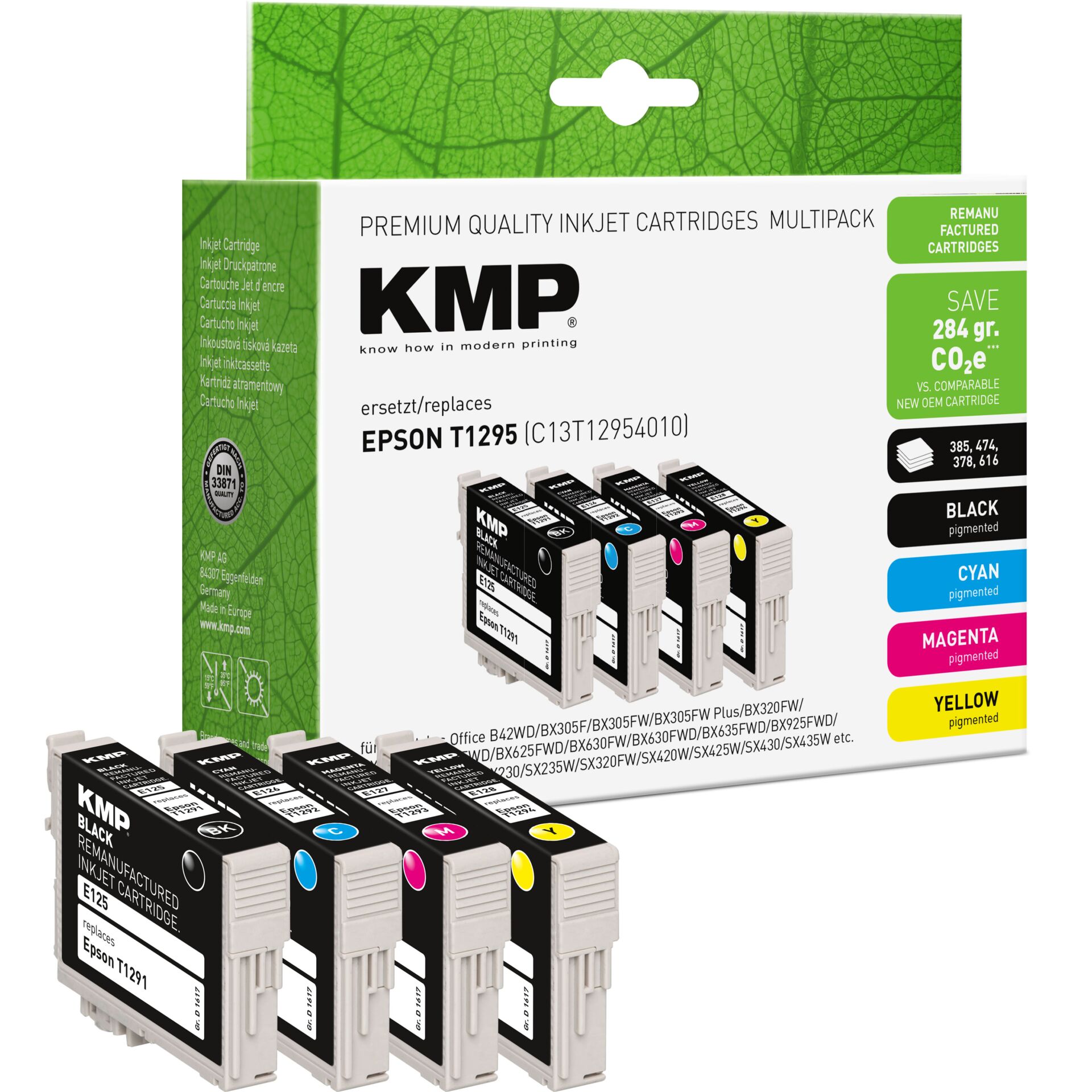 Computerausrüstung, Elektronik, Hardware, Adapter, QR Code, Tintenpatronen, Ersatzpatronen, T1295 kompatibel, CMYK Farben, Pigmentierte Patrone