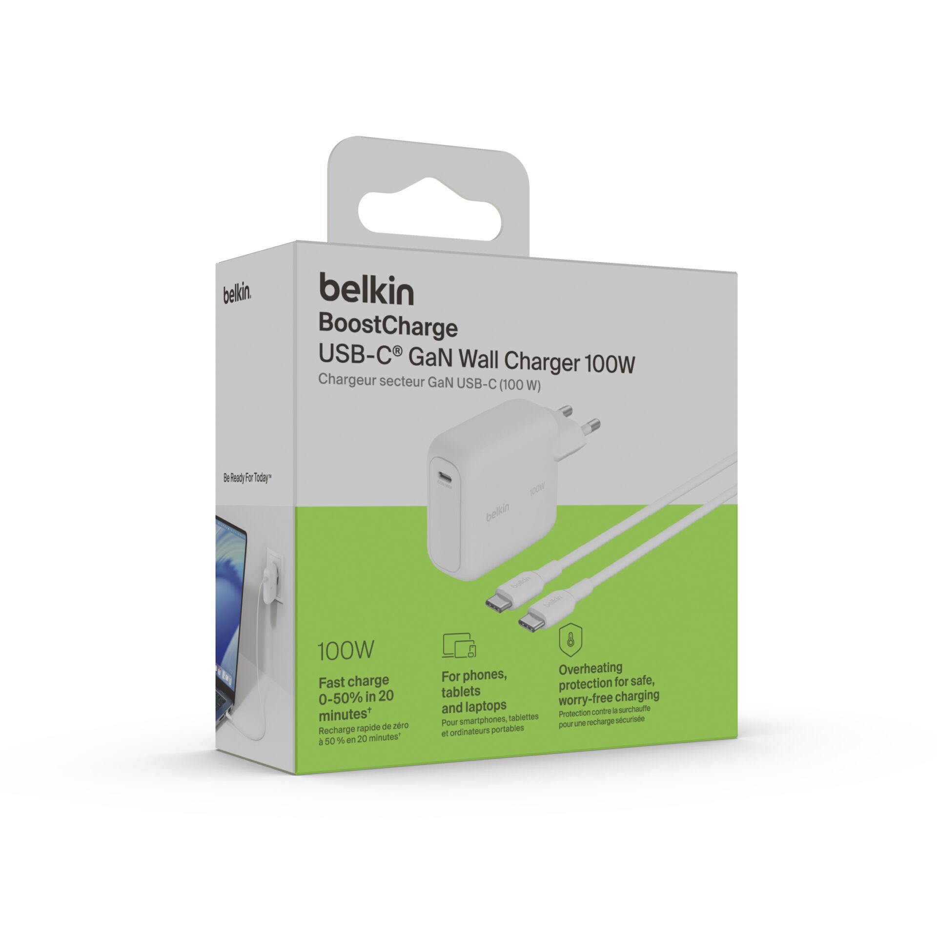 USB-C Ladegerät, GaN Ladegerät, 100W, Wandladegerät, Belkin