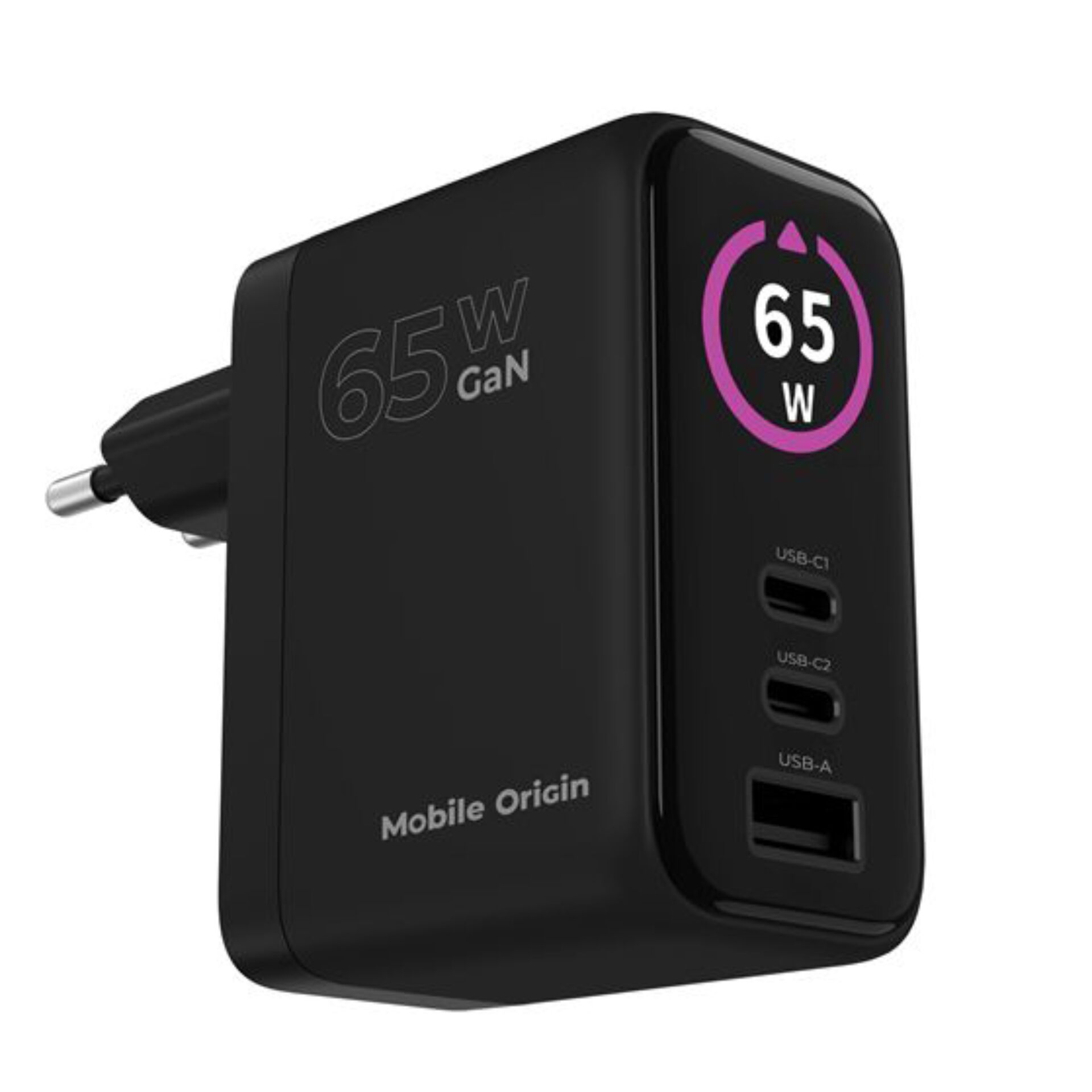 65W, GaN, USB-C, USB-A, Ladeadapter