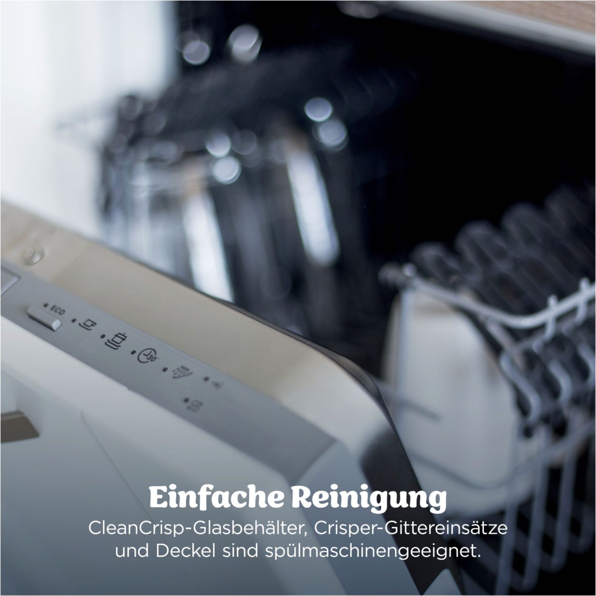 Waschmaschine, Glasbehälter, Spülmaschinengeeignet, Deckel, Crisper-Teile