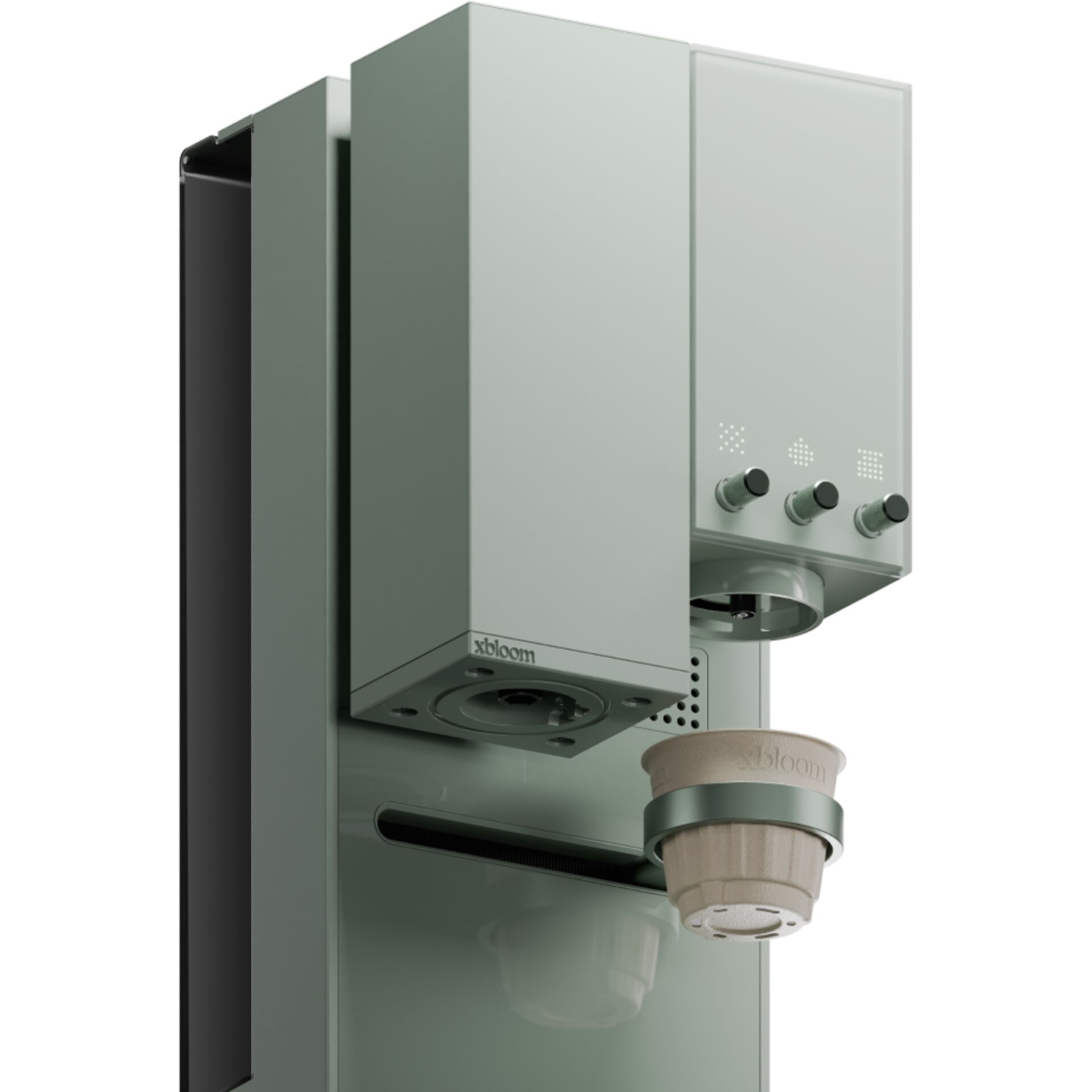 Kaffeemaschine, Kaffeevollautomat, Espressoautomat, Moderne Maschinen, Grün-Grau