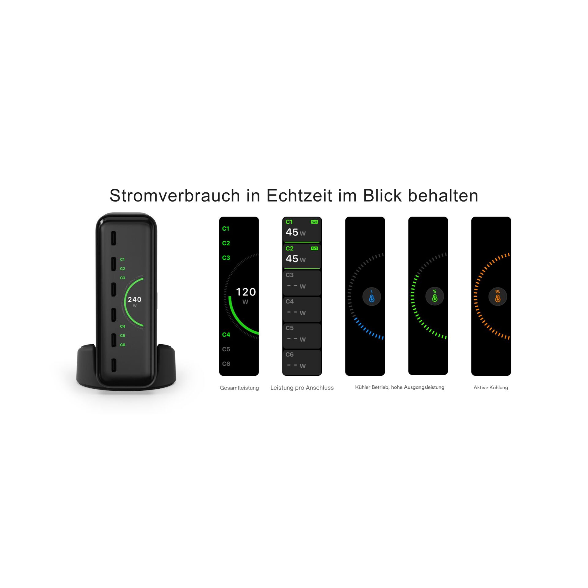 Ladegerät, USB-C, Mehrfachsteckdose, Dock, Induktionsladegerät