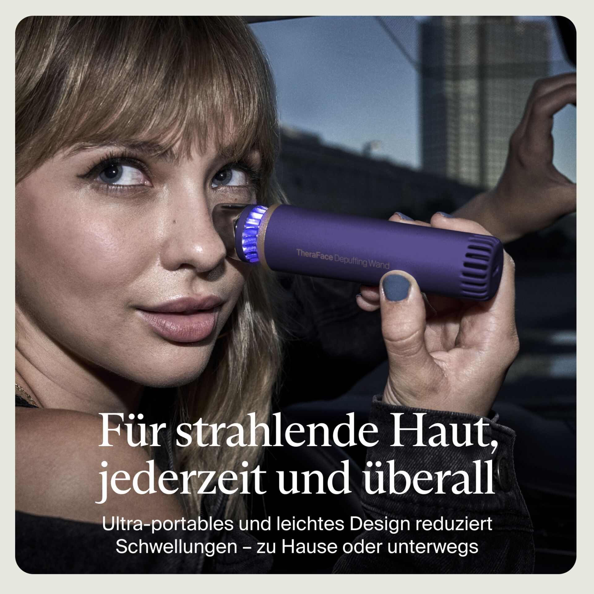 Dermalwand, Gua Sha, TheraFace, Violettes Gerät, Kosmetikwerkzeug
