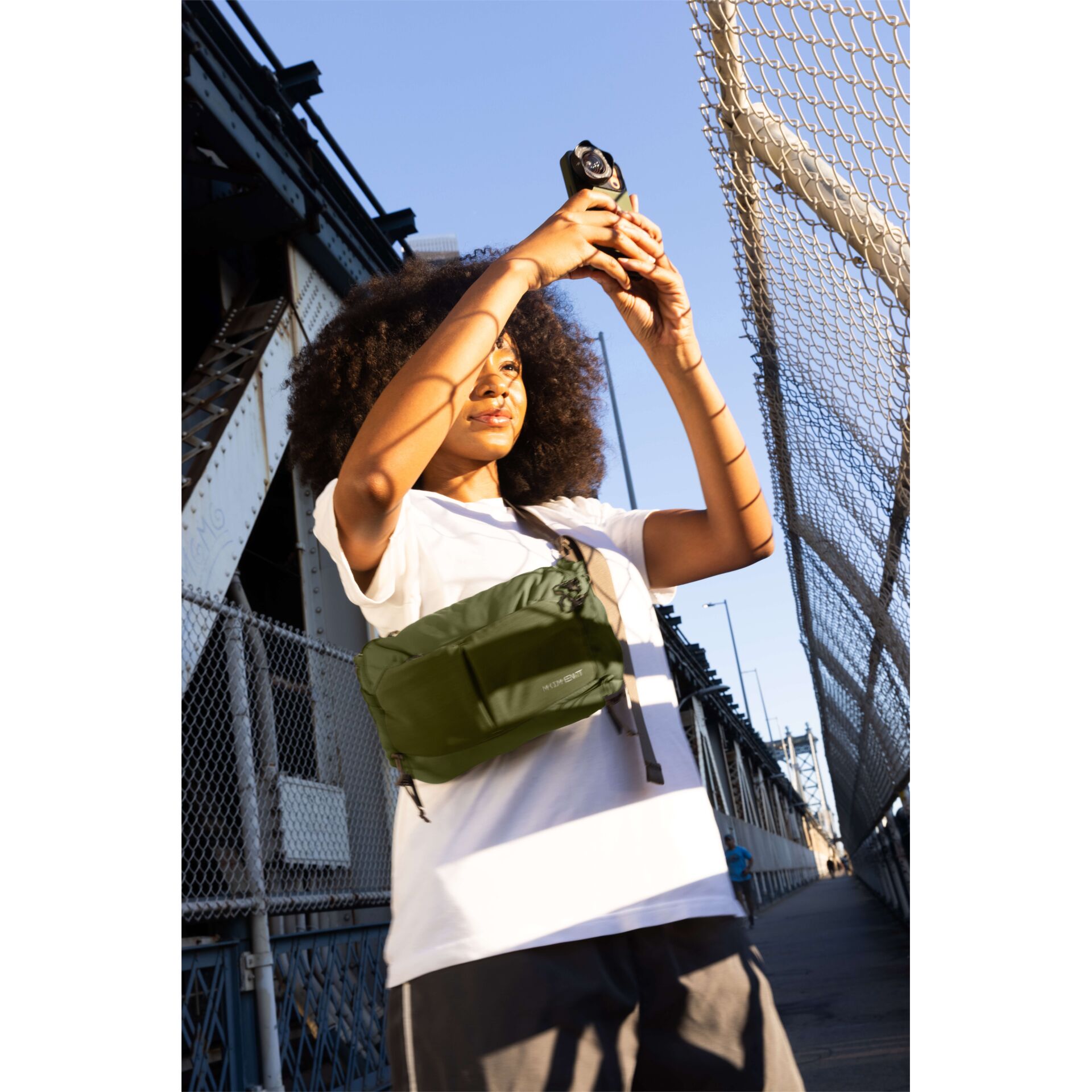 Umhängetasche, Taillentasche, Olivegrün, Polyester, Kordelzug