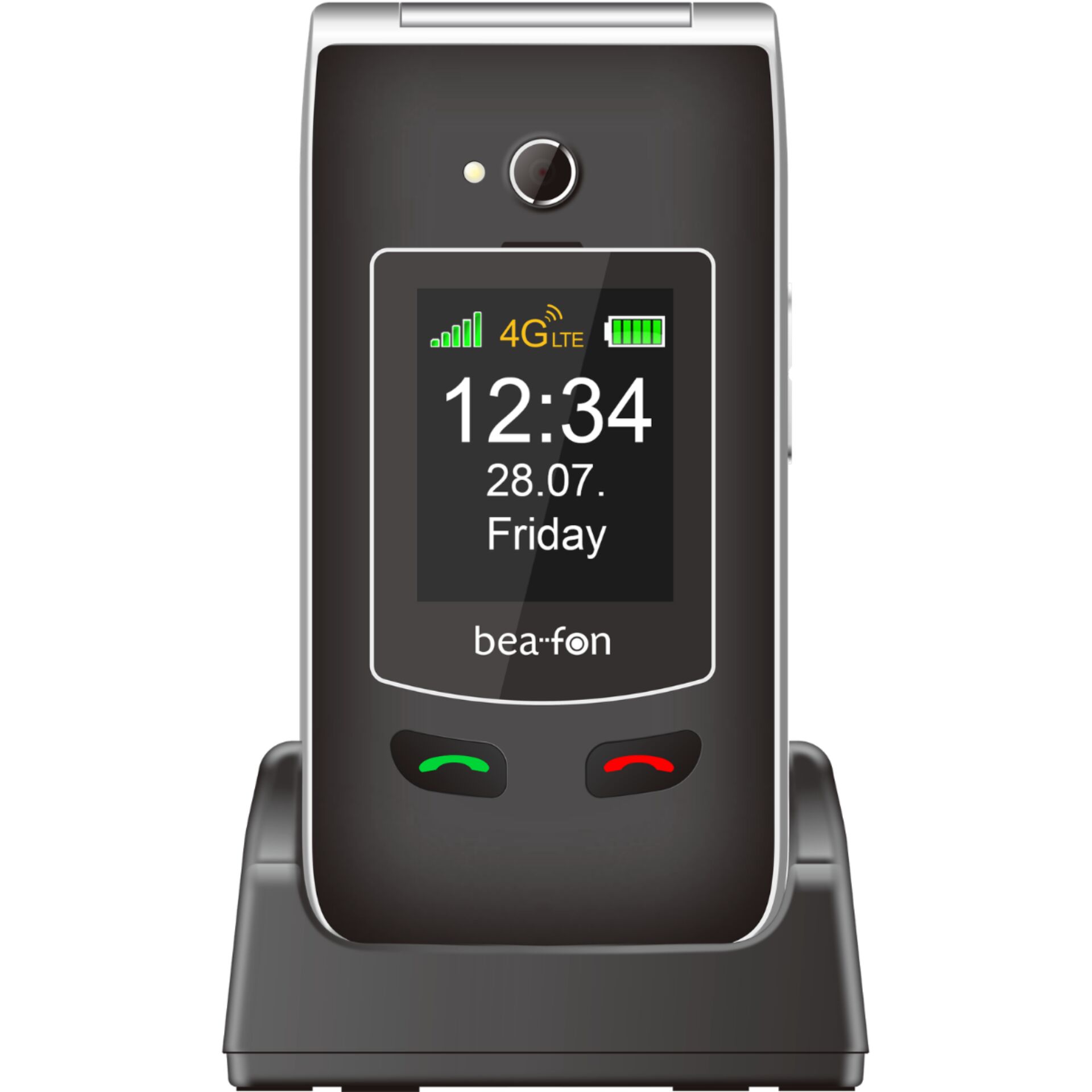 Flip-Handy, Klapphhne, 4G LTE, Touchscreen, Lederoptik Gehäuse