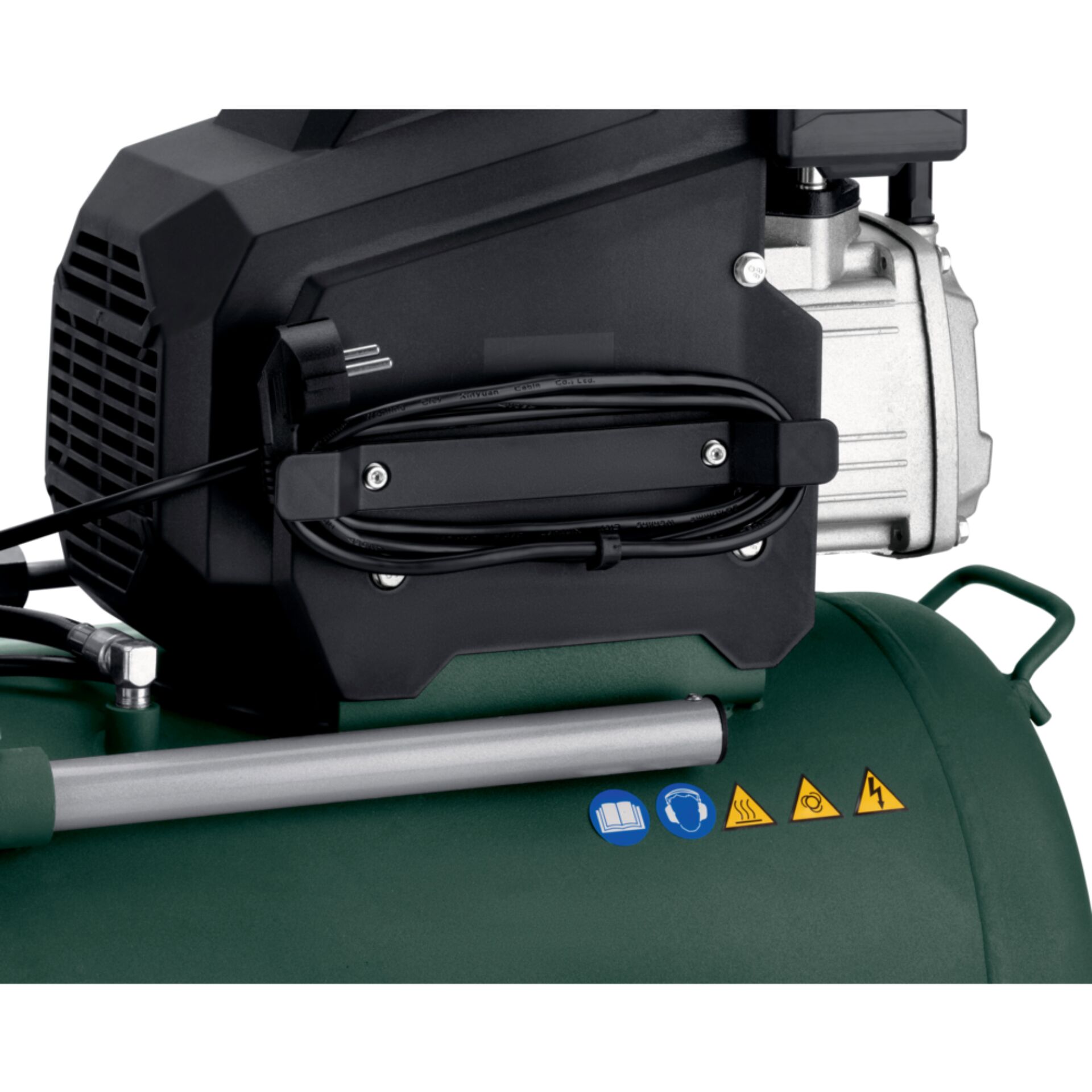 motor, pumpe, elektrisch, grüner tank, warnsymbole