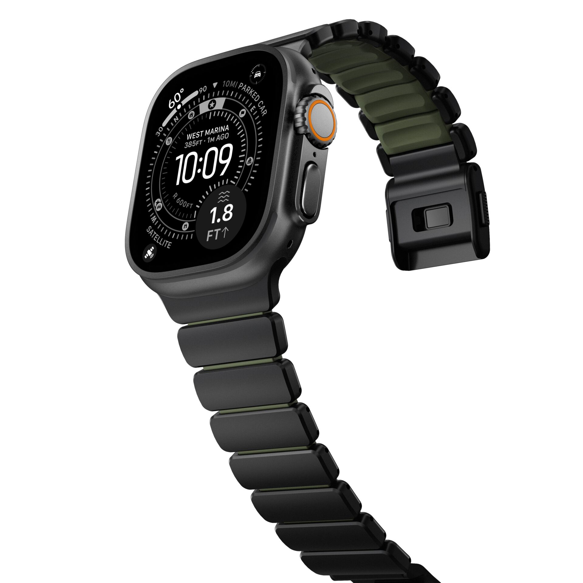 Smartwatch, Digital display, Metal band, Schwarz, Rundes Quadrat