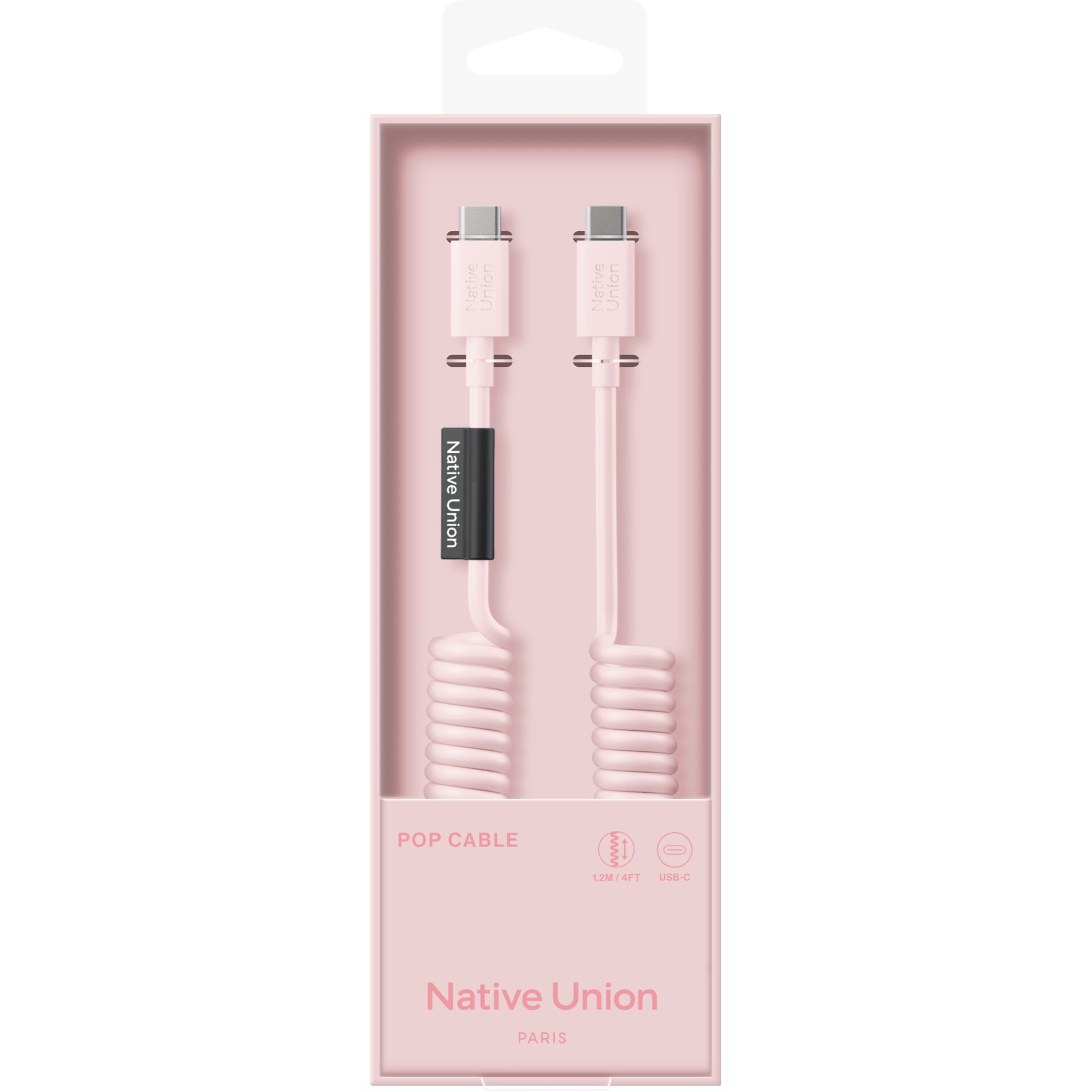Kabel, Ladekabel, USB-C, rosa, Coiled cable