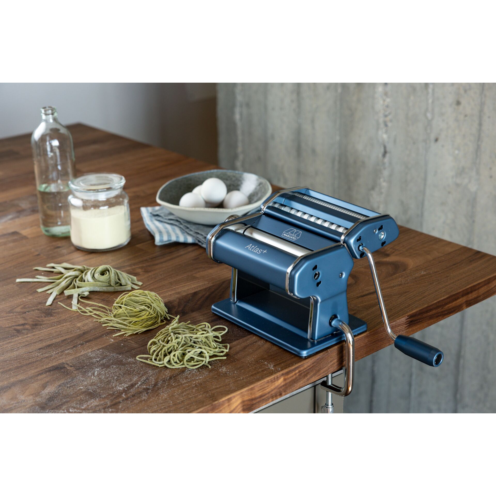 Pasta-Maschine, Metallisch Blau, Handkurbel, Nudeln (roh), Küchenwerkzeug