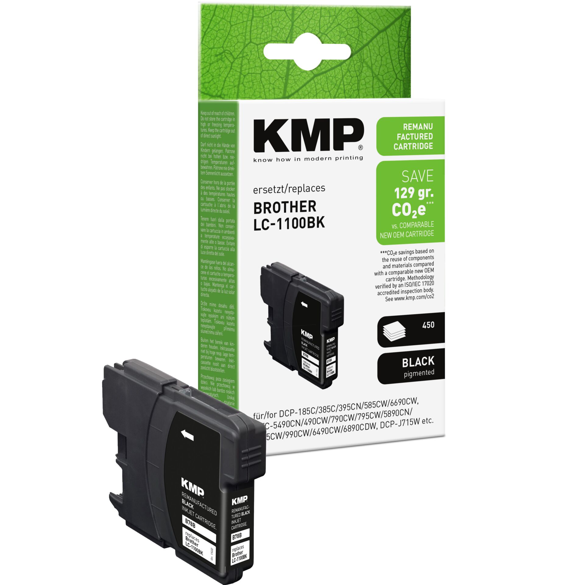 Adapter, Elektronik, Stecker, QR Code, Tintenpatrone, KMP, Druckerzubehör, Schwarzpigment, LC-1100BK
