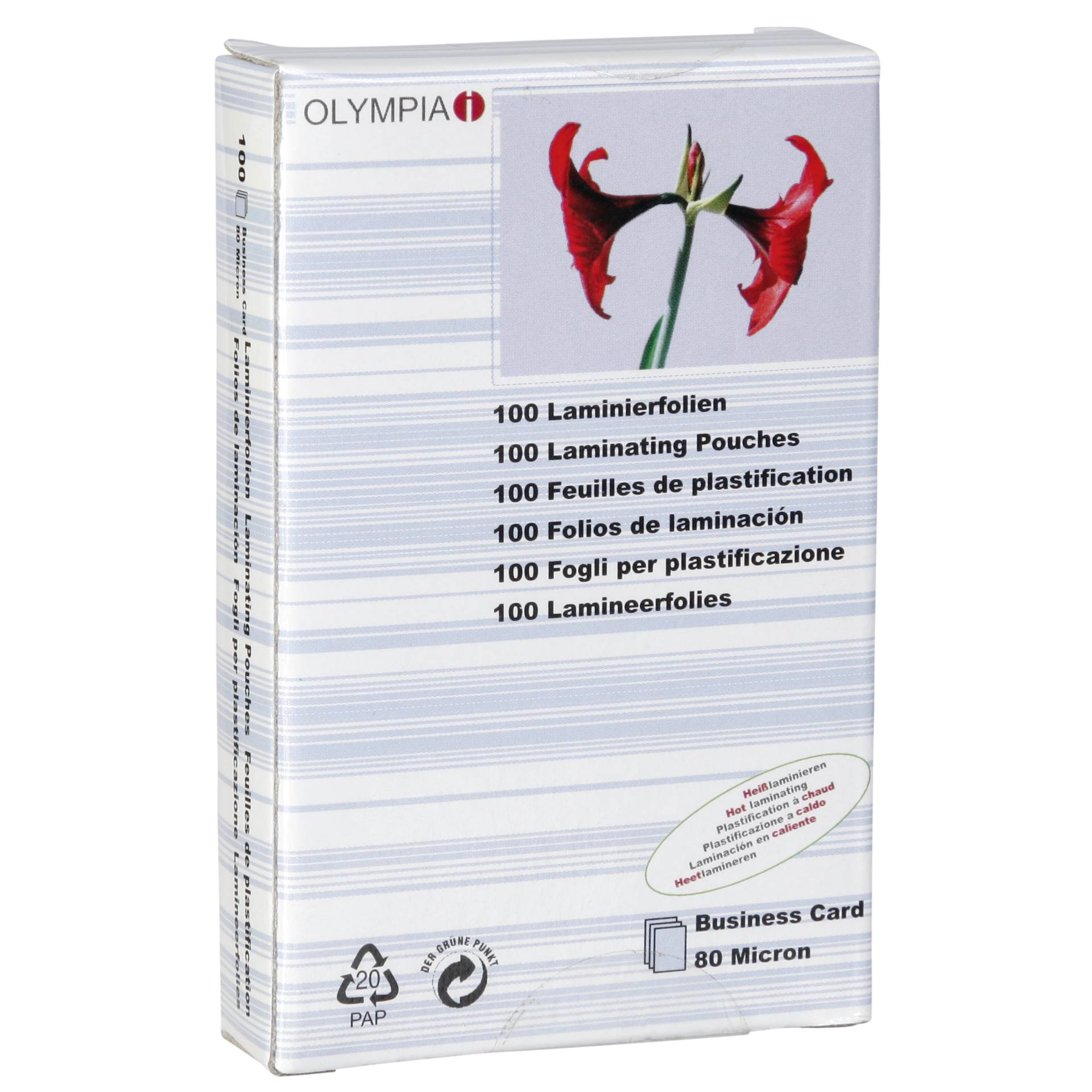 1x100 Olympia Laminierfolien  Visitenkarten 80 micron     9169