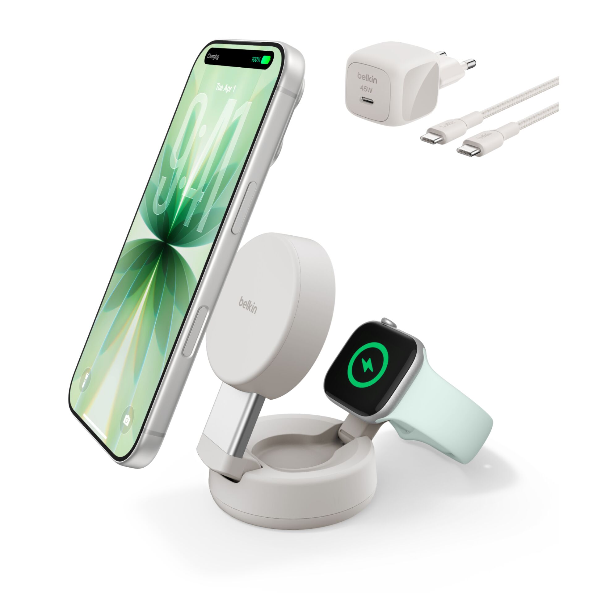 Wireless charger, Phone stand, Smartwatch charger, Magnetic mount, USB-C charger