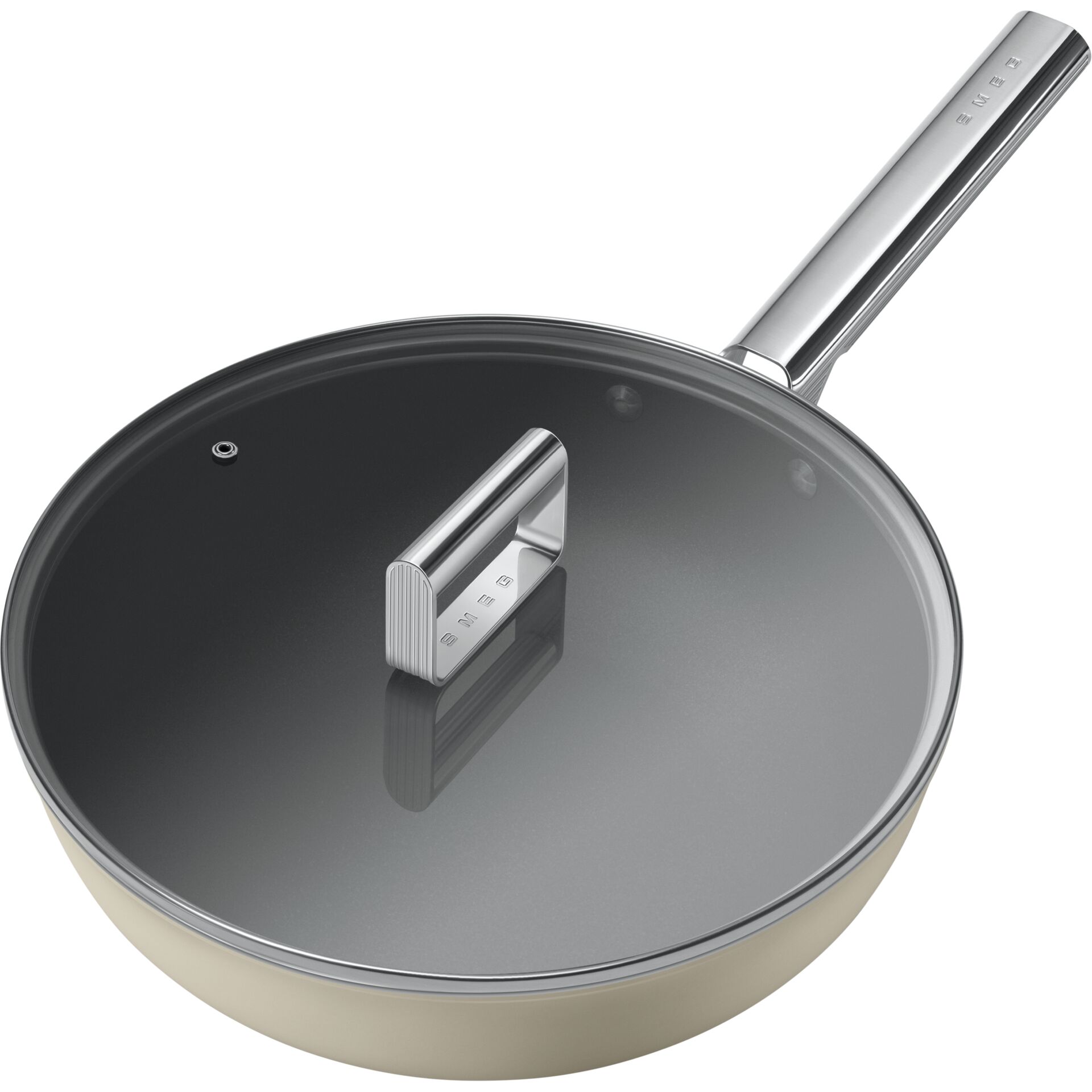 kochtopf, pfanne, griff, edelstahl, glasdeckel