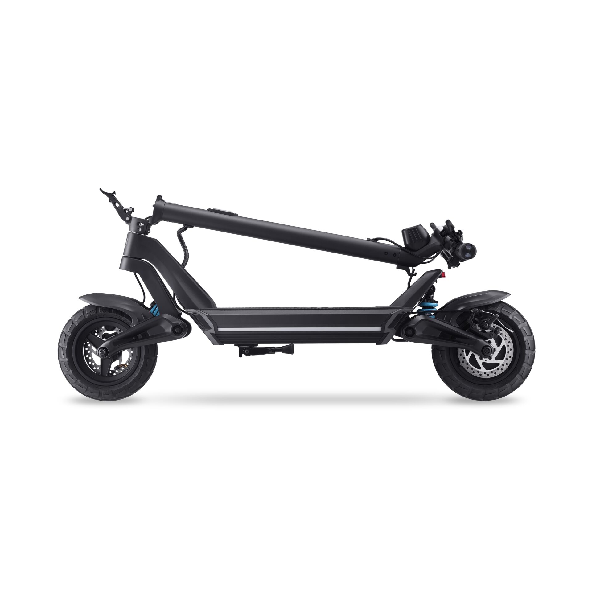Faltrennrad, Elektro-Fahrrad, Klappbar, Schwarz, Große Reifen
