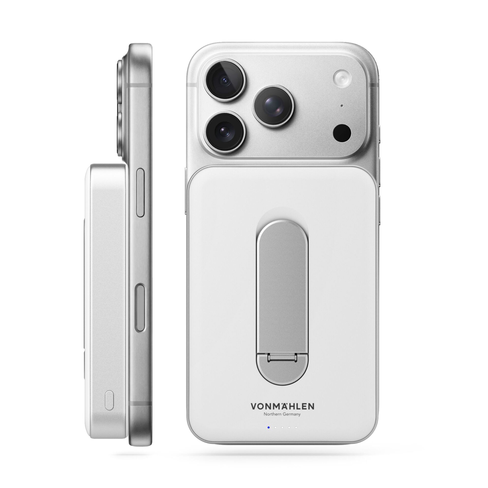 iPhone-Hülle, Dreifachkamera, MagSafe-Unterstützung, Silber/Grau, Telefonständer