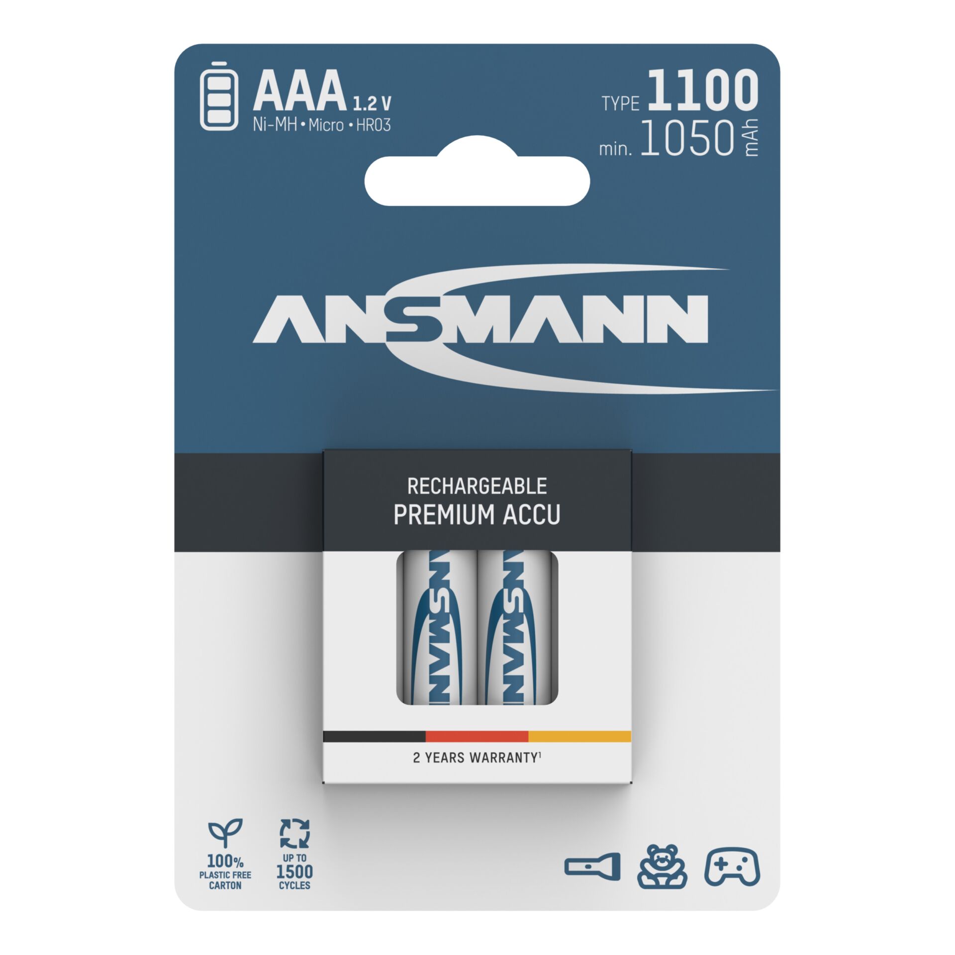 1x4 Ansmann NiMH Akku 1100  Micro AAA 1050 mAh