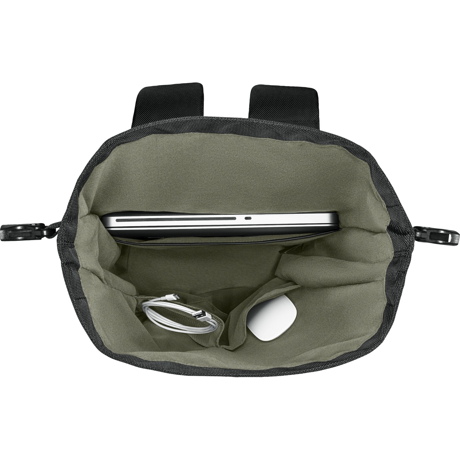 Tasche, Rucksack, Laptopfach, Olivgrün, Innenraum
