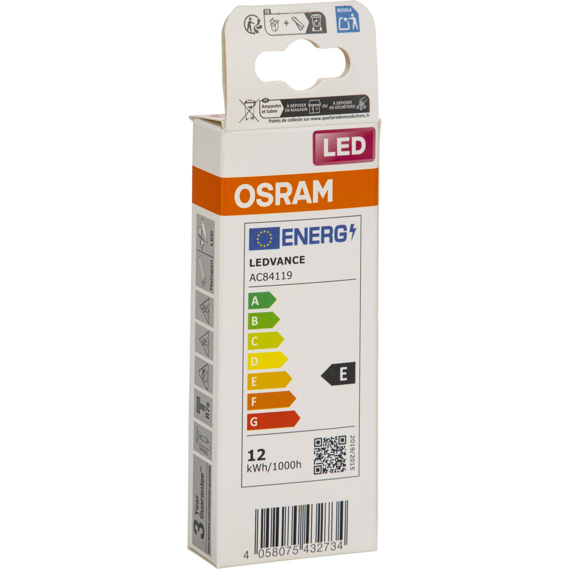 LED, Beleuchtung, Energieeffizienz, Energiestufe E, 12 kWh/1000h