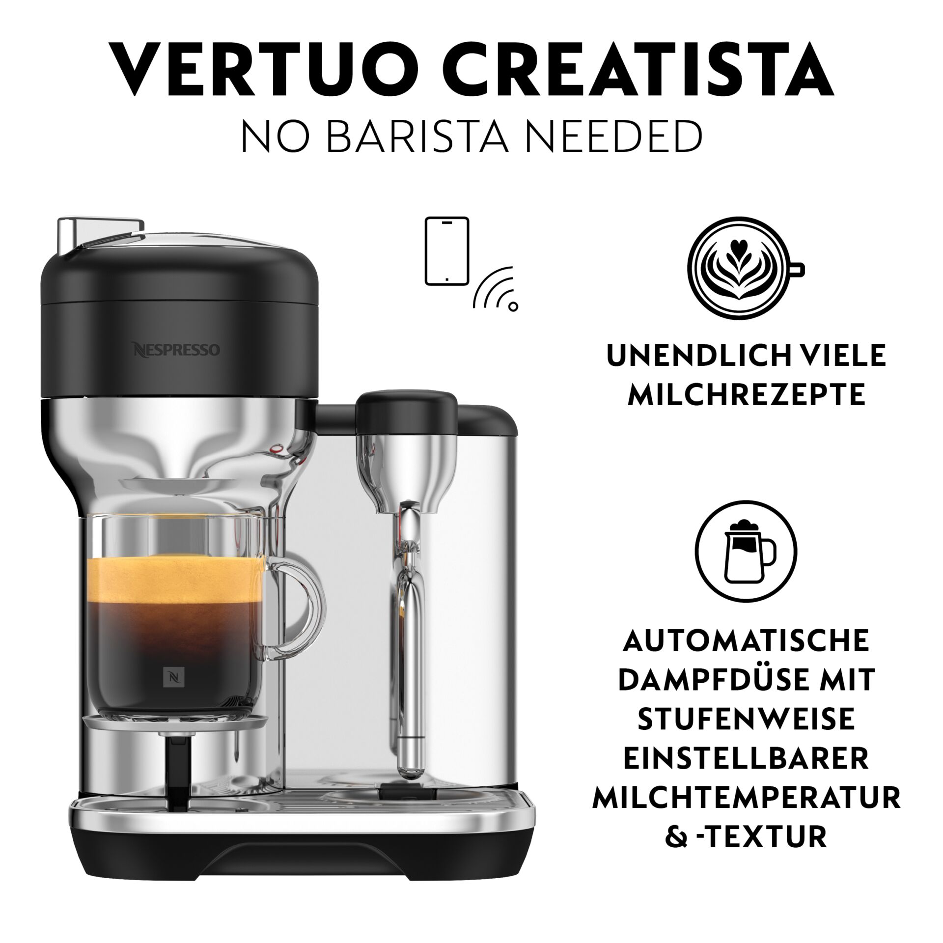 Espressomaschine, Milchschaum, Automatik, Glasbecher, Kaffeezubereitung